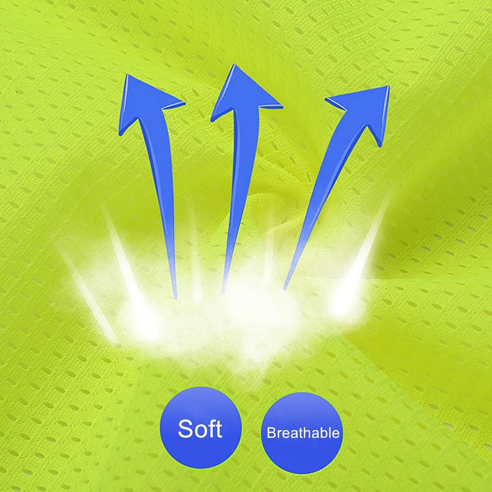 [1 PC] High Visibility Reflective Safety Vest with 4 Pockets, ANSI/ISEA Standards