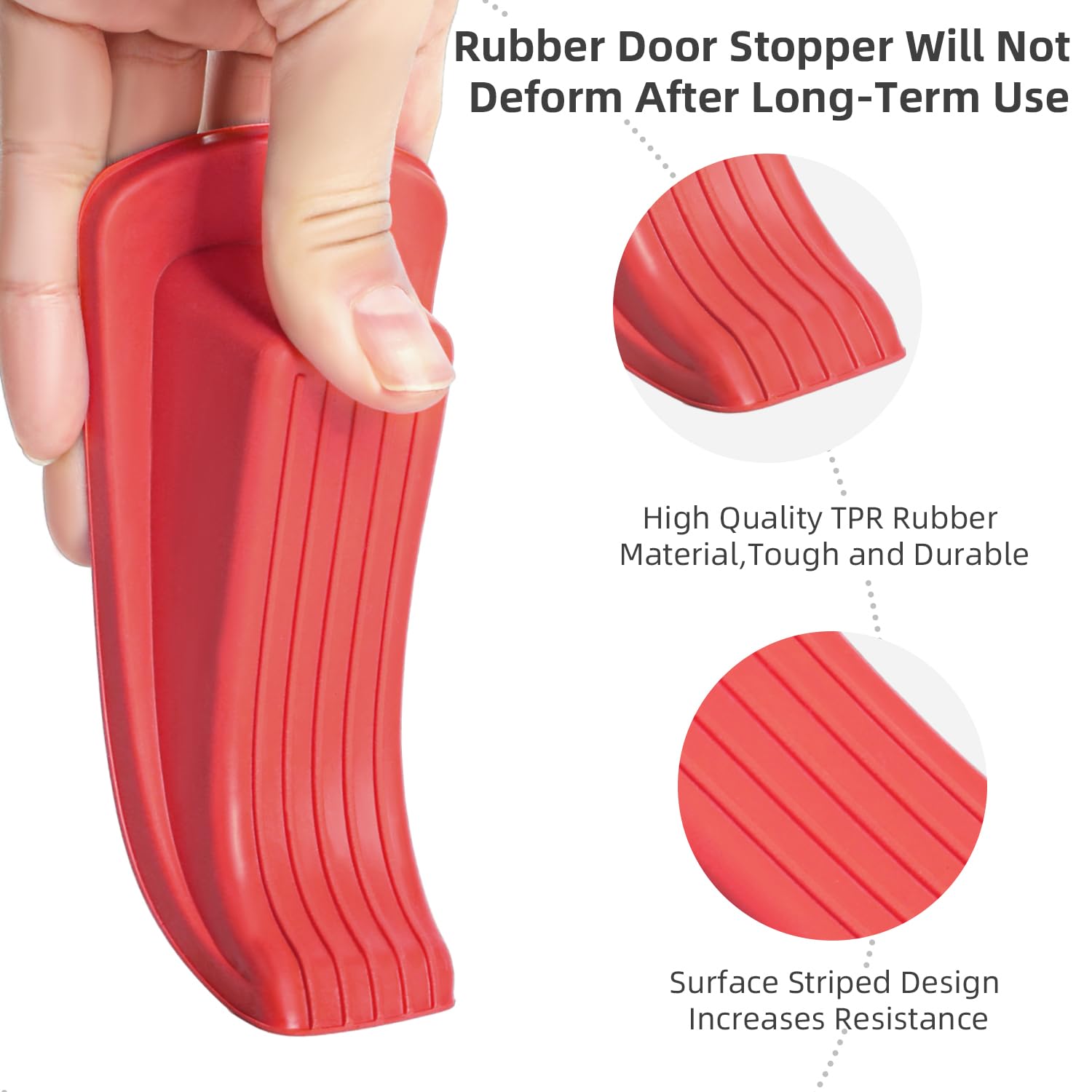 Door Stoppers, 4 Pack Premium Rubber Stoppers Wedge