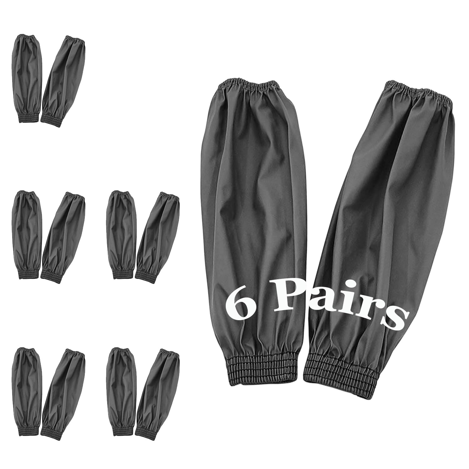 [2 / 6 Pairs] Arm Sleeves Covers, PU Oversleeves Protector for Arm with Four-Needle Elastic Cuffs