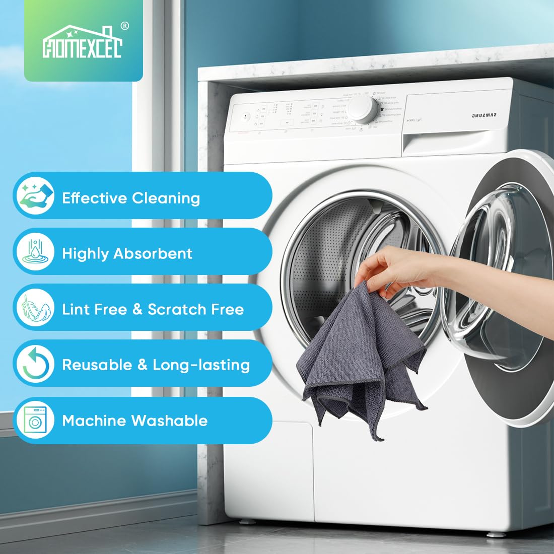 Microfiber Cleaning Cloth, 11.5X11.5 inch, 8/12/35/50/100 Pack