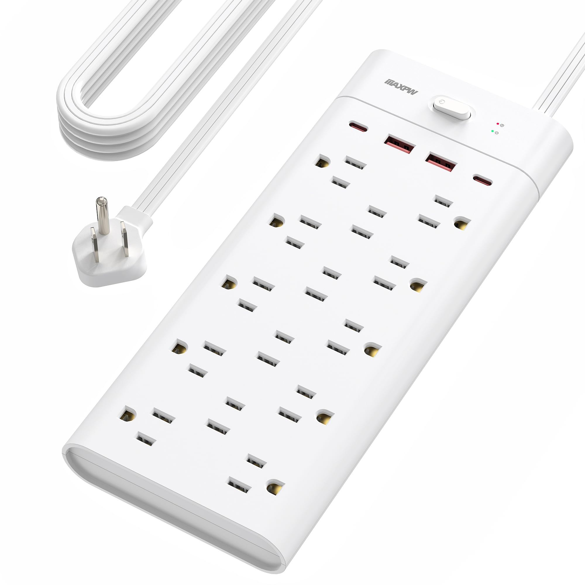 Power Strip Surge Protector Outlet Extender with 14 Outlets and 4 USB Ports (2 USB C), 6 Ft / 10 Ft / 15 Ft