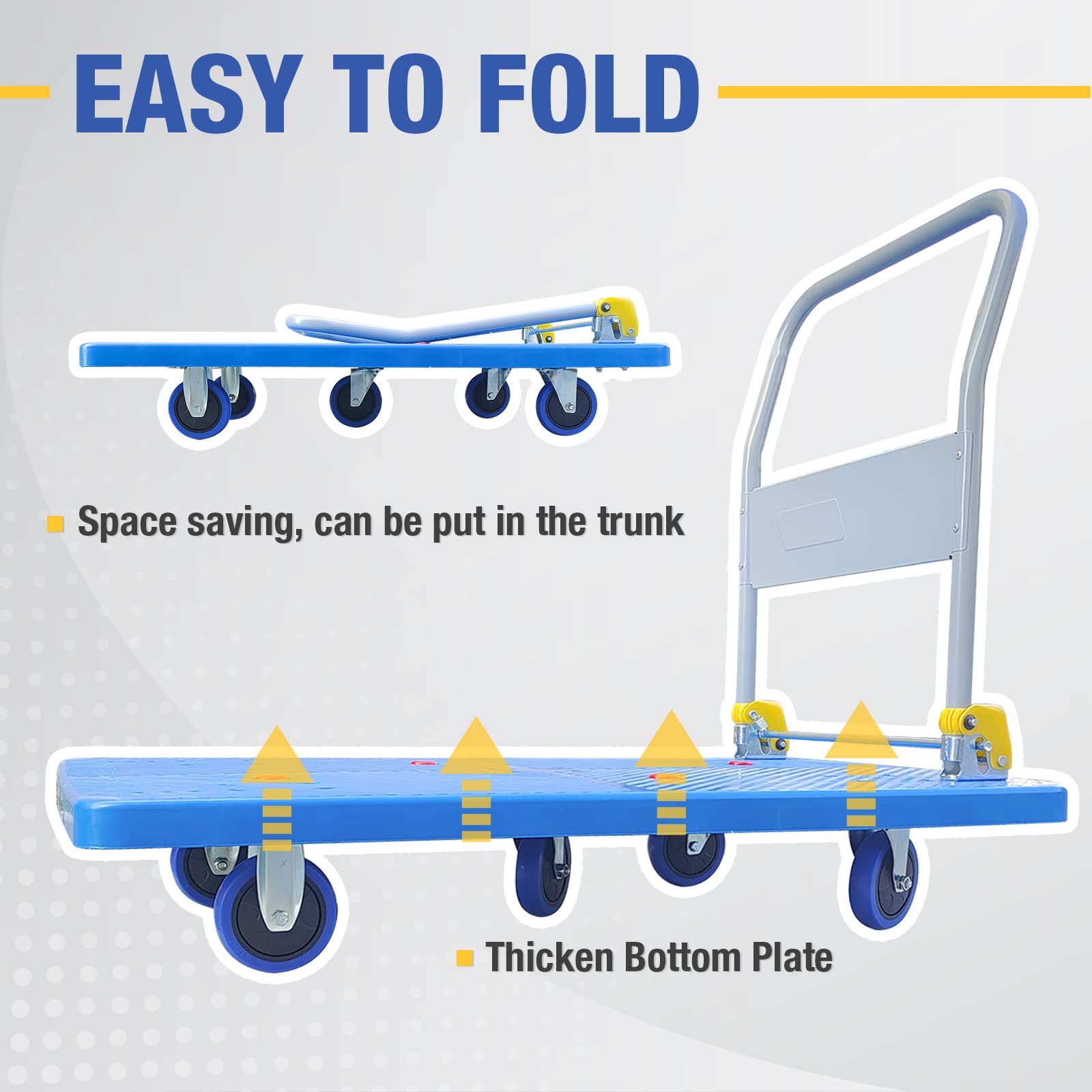 Push Cart Dolly 660 lbs. Capacity Platform Truck Foldable Platform Cart