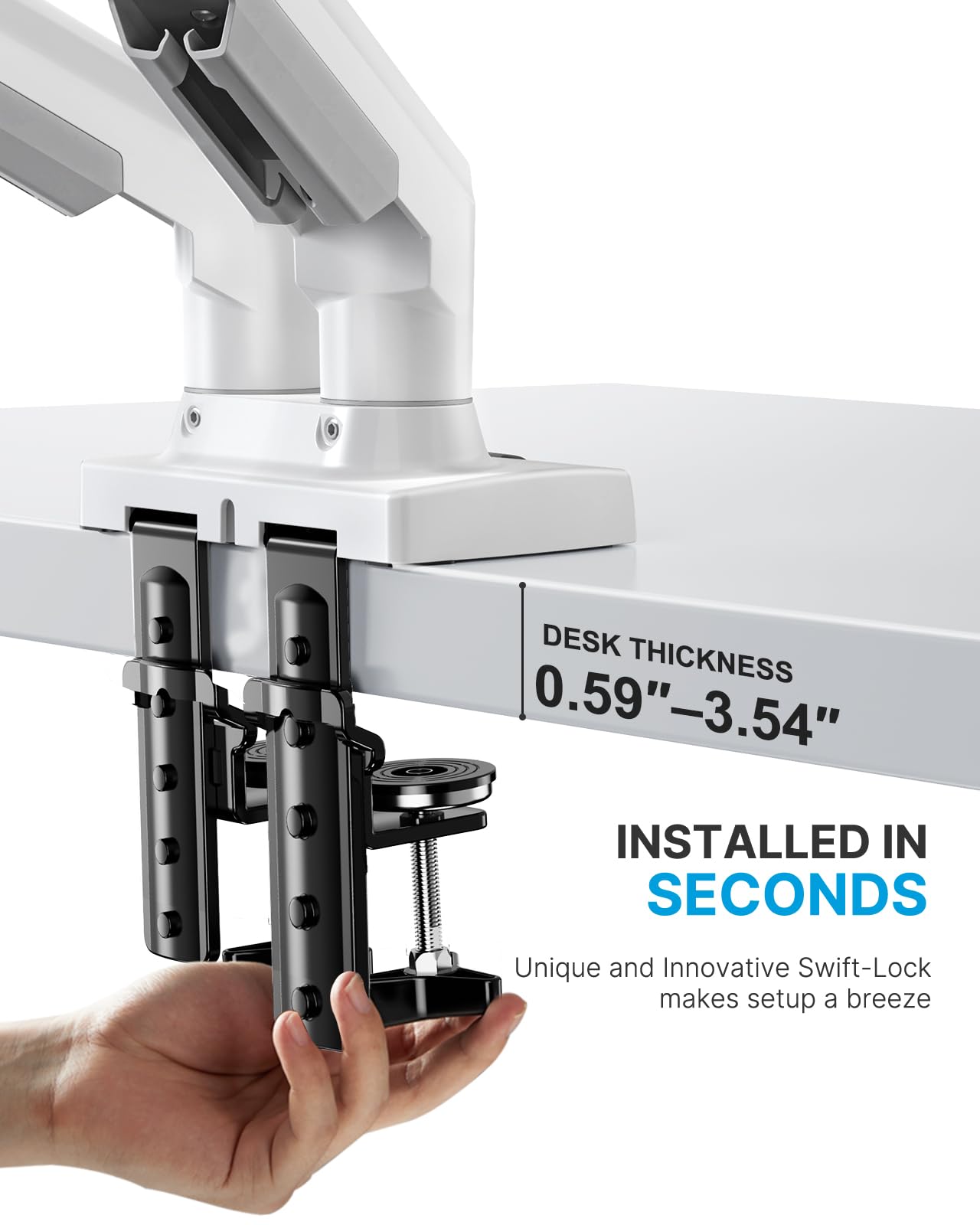 [1 PC] Full Adjustable Dual Monitor Stand with VESA Bracket and C Clamp