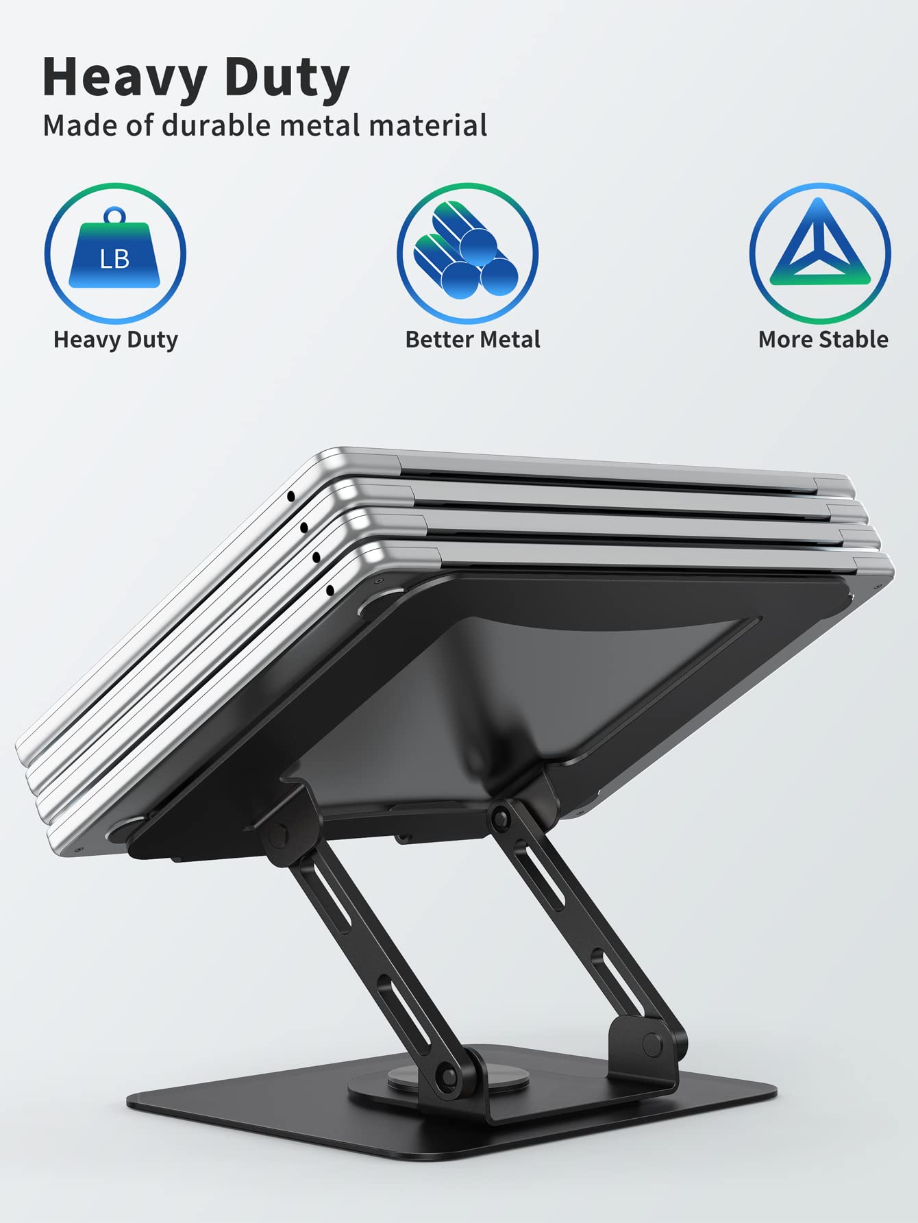 [1 PC] Laptop Stand with 360° Rotating Base, Ergonomic Computer Riser, Foldable Laptop Mount