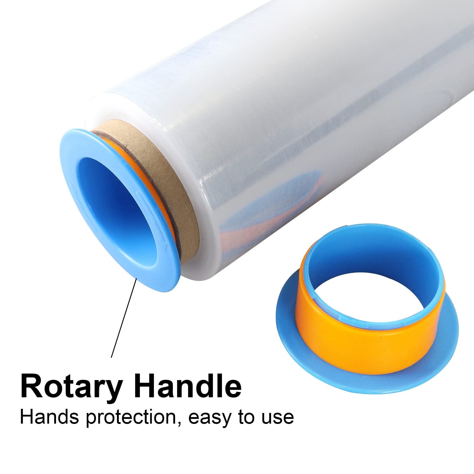 Black & Clear Stretch Wrap Industrial Strength with Plastic Handle 18" x 1000 Feet 80 Gauge 4 Pack