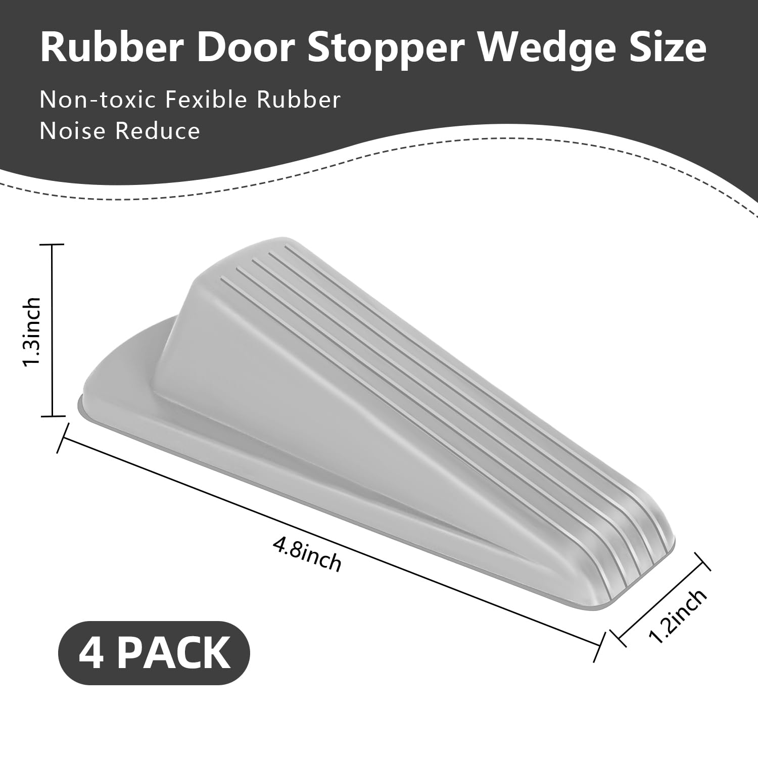 Door Stoppers, 4 Pack Premium Rubber Stoppers Wedge