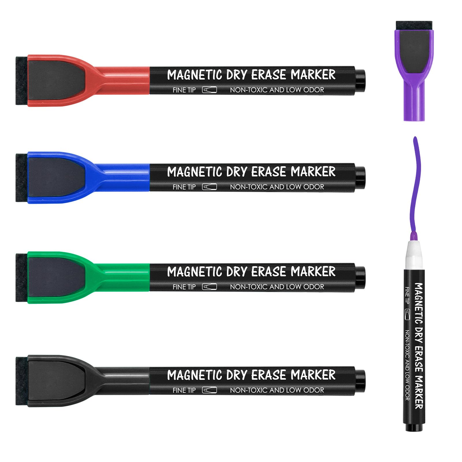 [12 / 24 / 36 PCS] Magnetic Dry Erase Markers Fine Tip with Eraser Cap