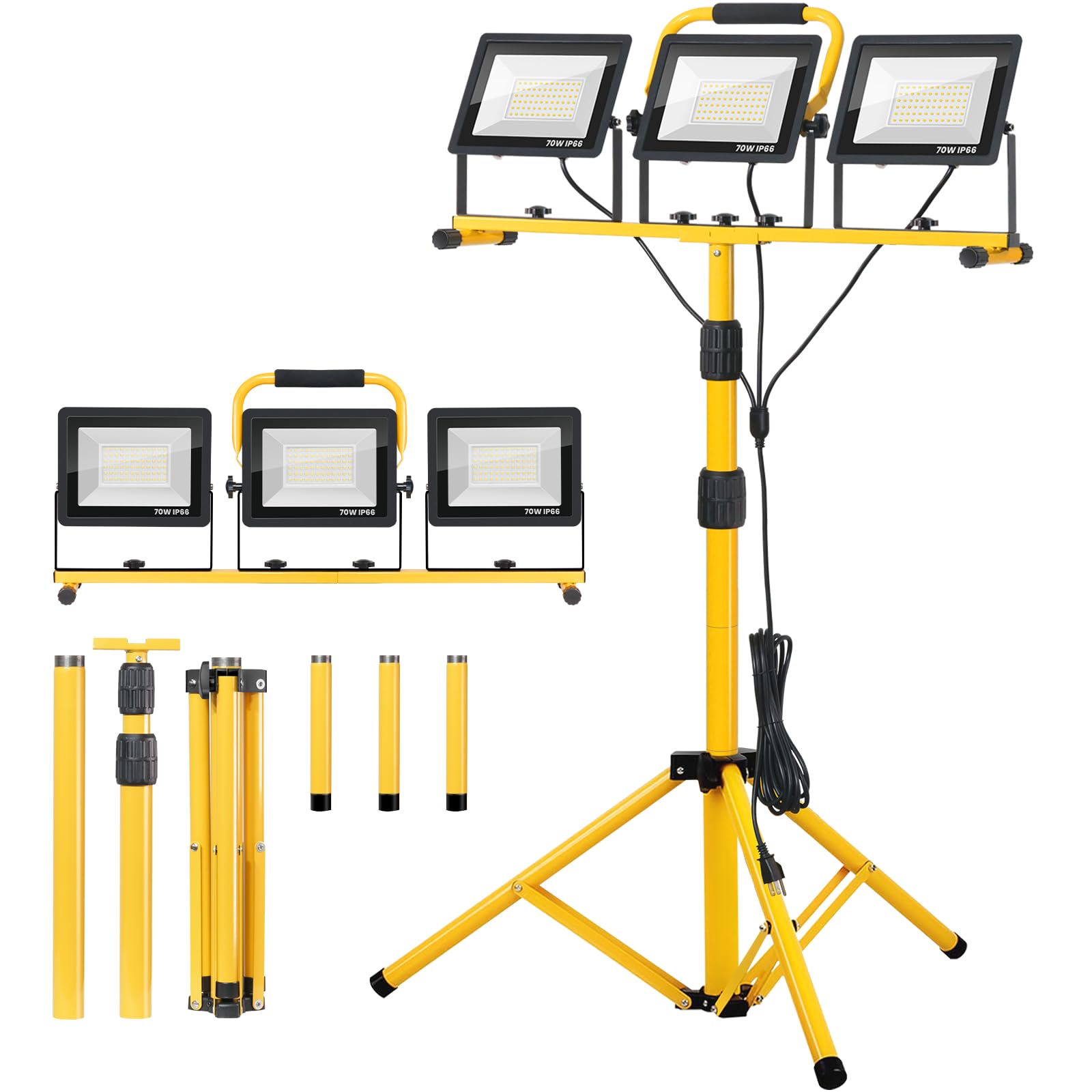 Work Lights - IP66 Waterproof Outdoor Flood Lights - Adjustable Working Lights for Job Site