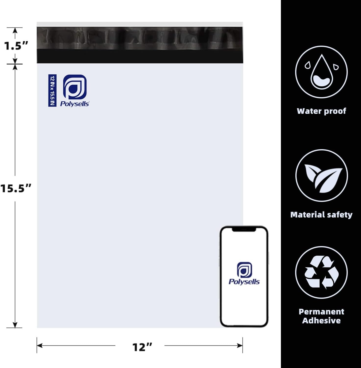 [500 pcs] Poly Mailers, Waterproof Shipping Envelopes with Strong Adhesive Sealing