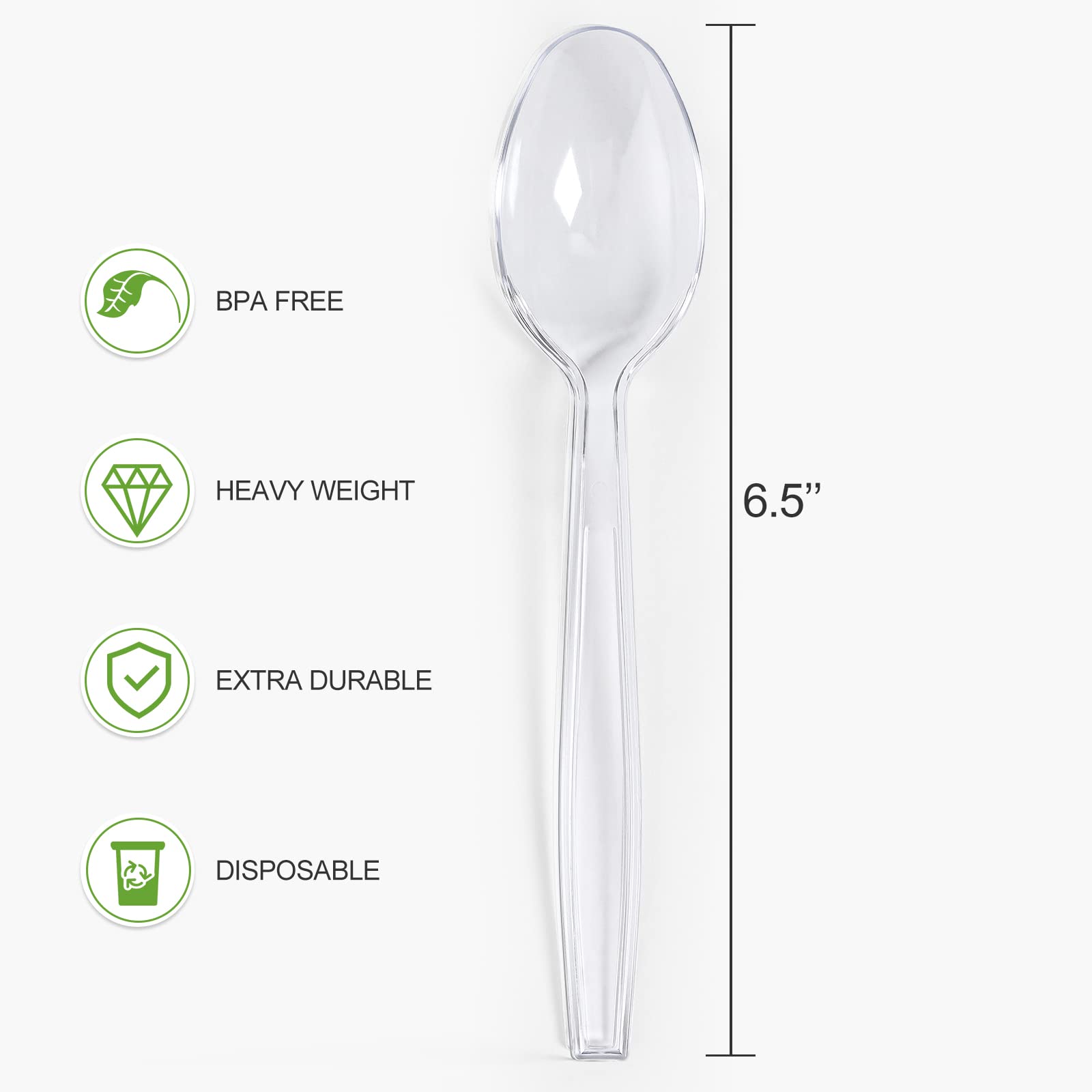 [400 PCS] Premium Disposable Clear Plastic Spoons, Heat Resistant & BPA Free