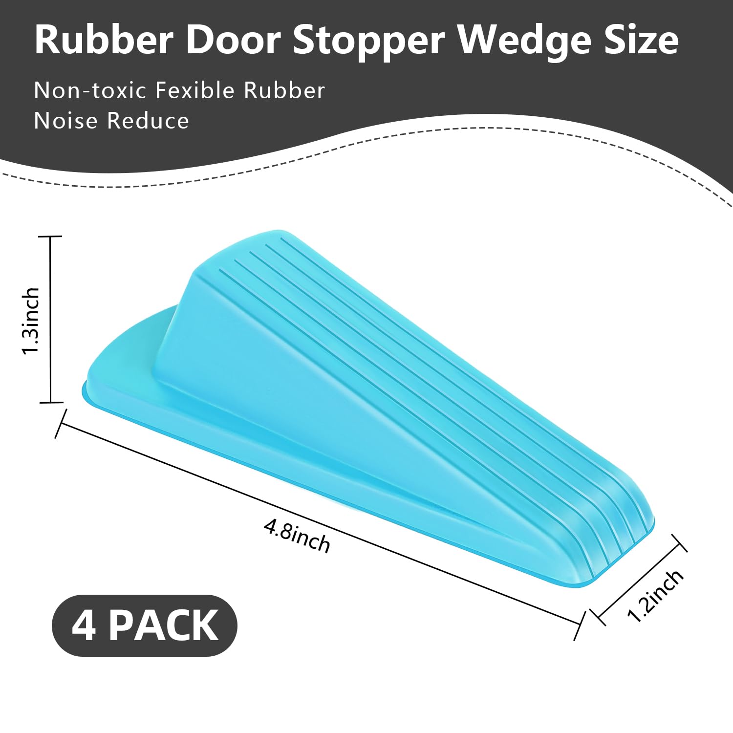 Door Stoppers, 4 Pack Premium Rubber Stoppers Wedge