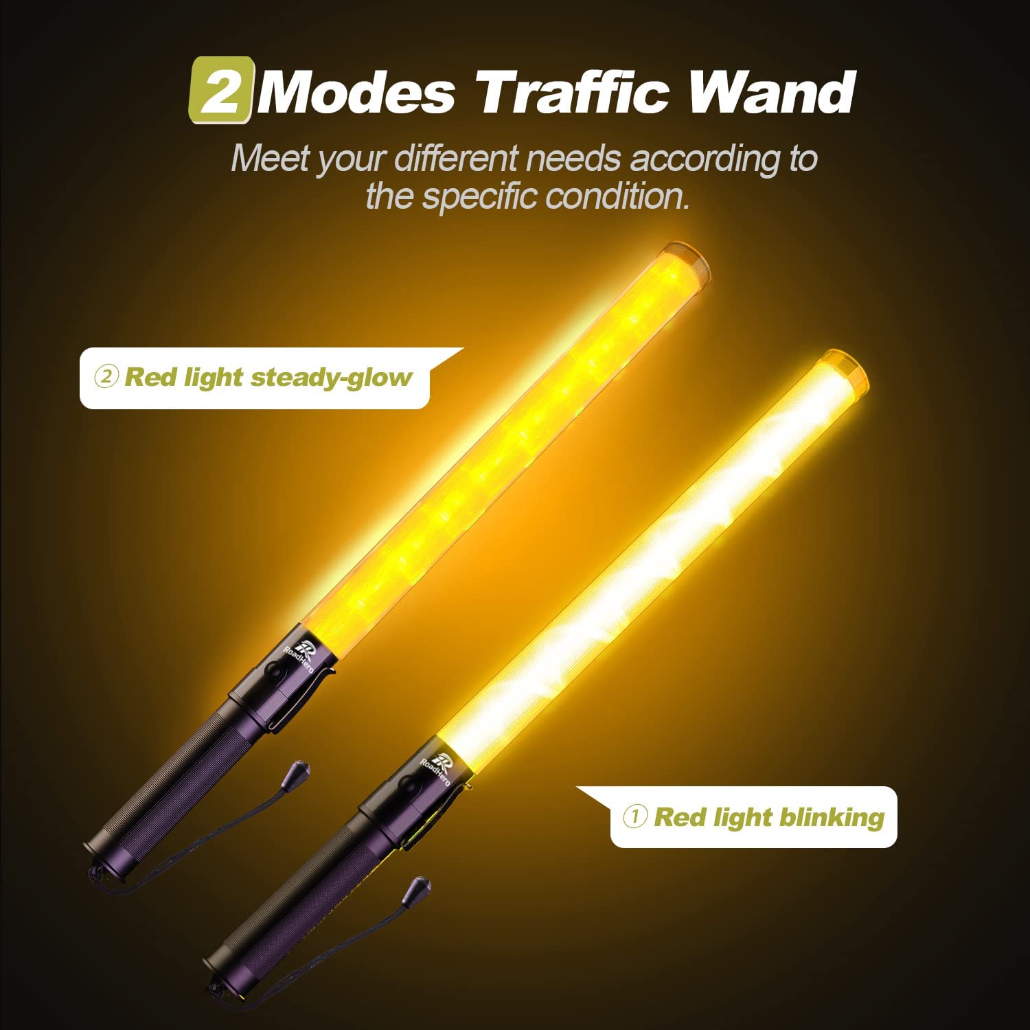 [2 / 4 Pack] Traffic Wand, 21 Inch Led Traffic Control Baton