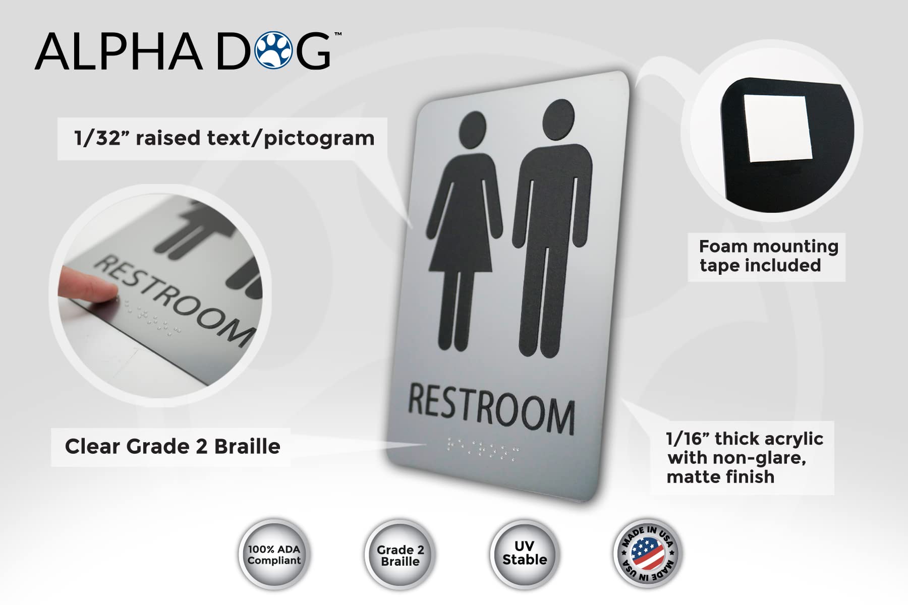 Unisex Bathroom Sign, 8x6 Inch