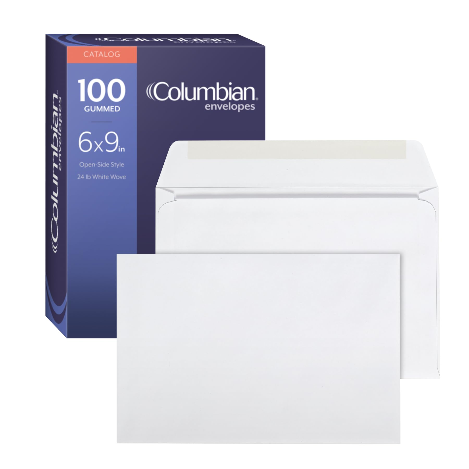 [100 Pack/Box] Columbian No Window Envelopes, 6 x 9 Inches, White, Gummed Closure (COLO915)