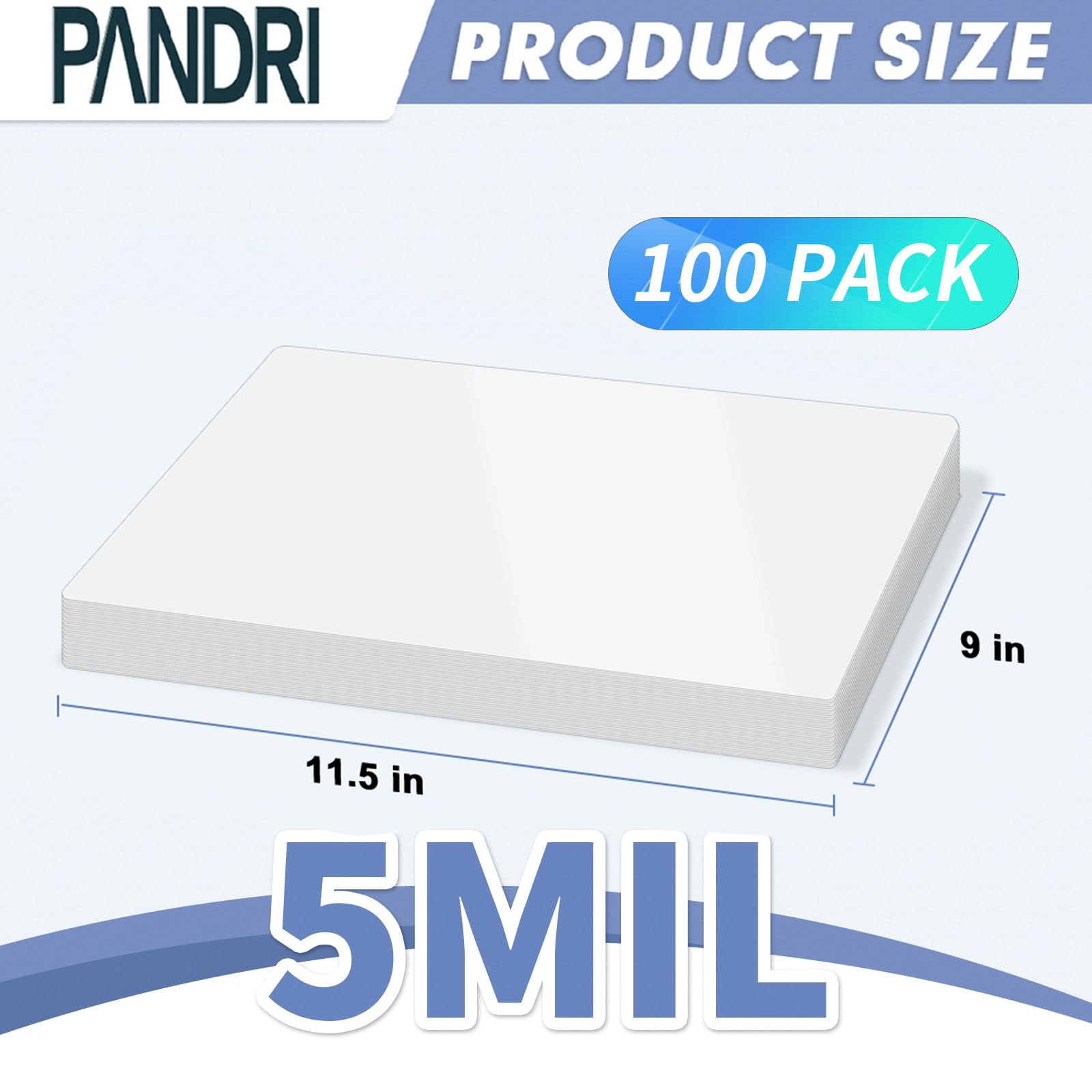 [100 Pack] Thermal Laminator Pouches Holds 8.5 x 11 Inch, 5 Mil Clear, 9 x 11.5 Inch, Letter Size