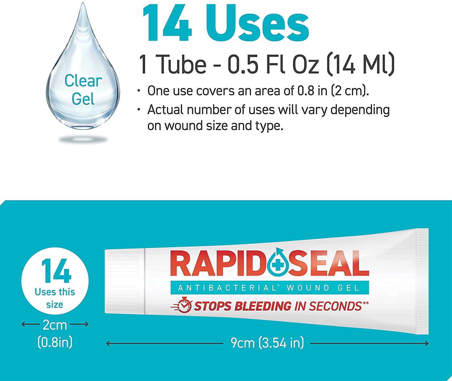 Rapid-Seal Wound Gel (1 OR 2 OR 5 Tubes) | Stops Bleeding in Seconds, Ideal for Cuts, Scrapes and Razor Nicks