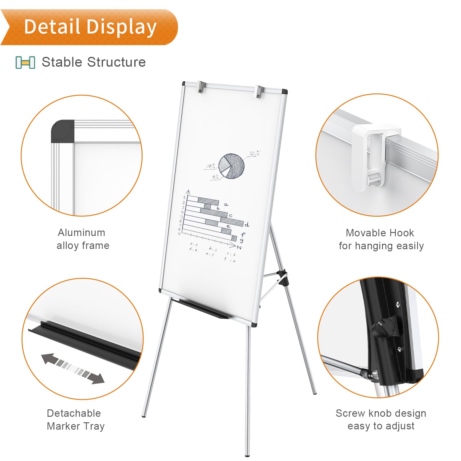 [1 PC] Magnetic Portable Easel Dry Erase Board