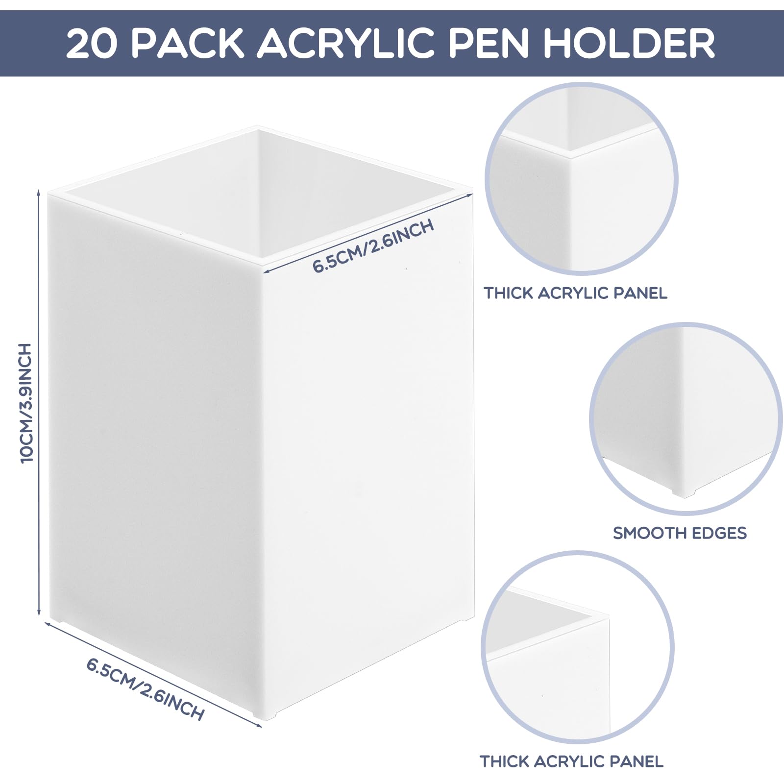 20 Pieces Acrylic Pencil Holdet (Black/White/Clear)
