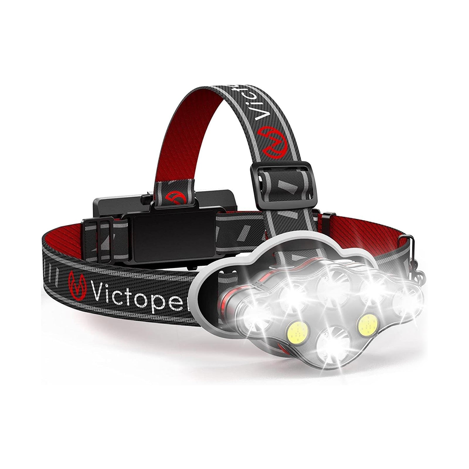 [1 / 2 / 4 Packs] Rechargeable Headlamp, 8 LED 18000 High Lumen Bright Head Lamp with Red Light