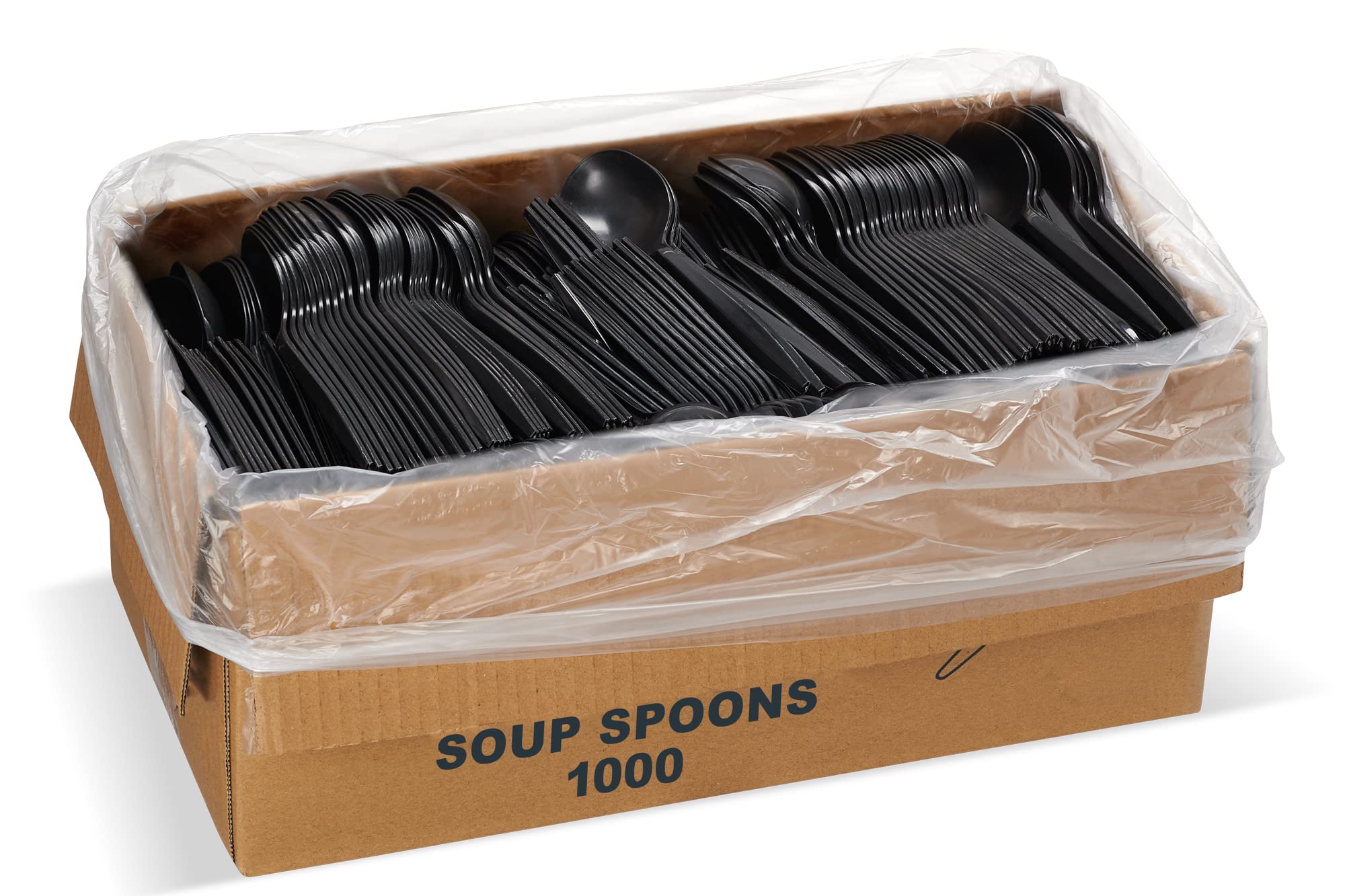 [1000 PCS] Plastic Disposable Soup Spoons Bulk, Black & White