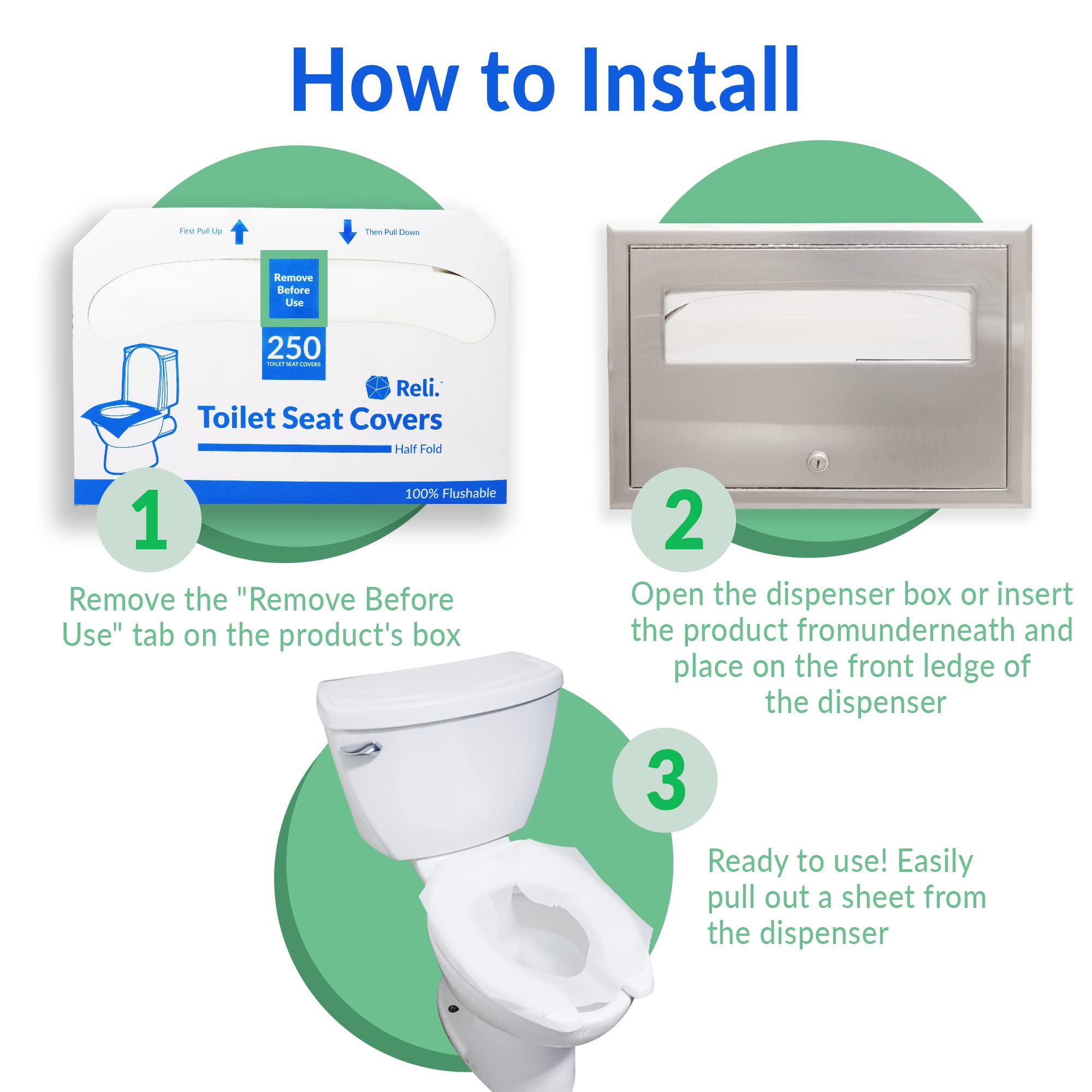 Disposable Toilet Seat Covers (2000 Pcs, 8 Packs of 250)