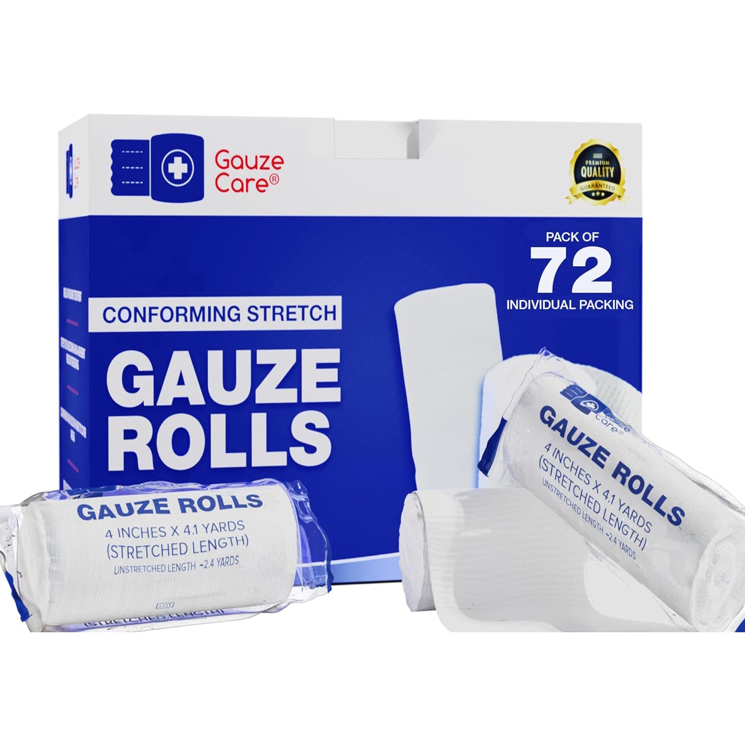 [24 & 72 Pack] Gauze Rolls – Premium Quality Lint and Latex-Free 4 inches x 4.1 Yards