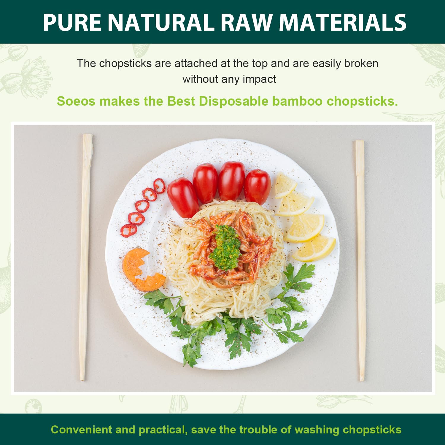 [500 Pairs] Premium Quality Disposable Bamboo Chopsticks, 9" Length