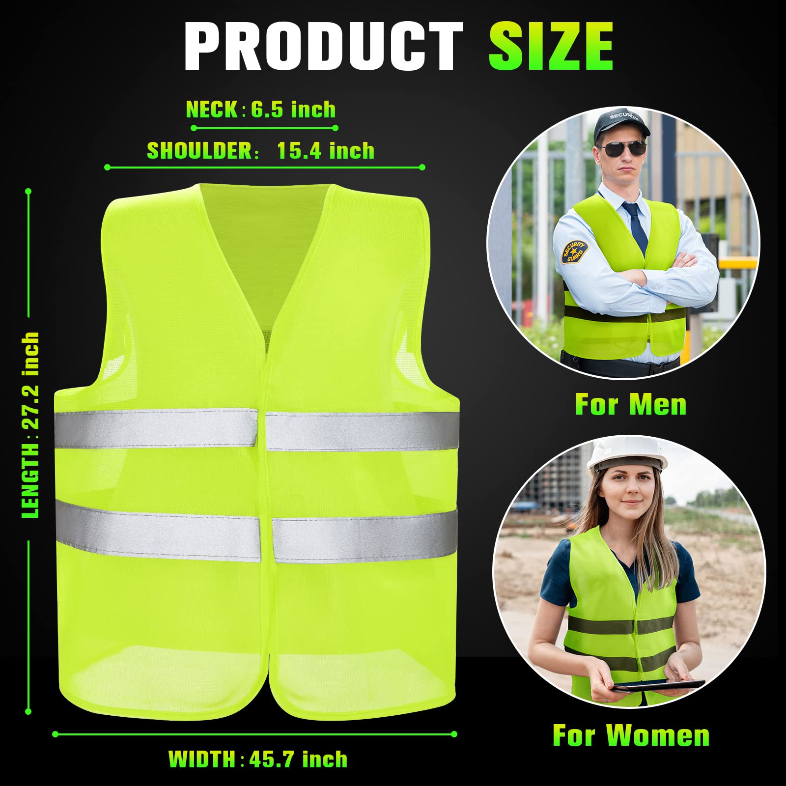 [15 / 30 / 40 / 50 /80 Packs] High Visibility Safety Vest Bulk Reflective Mesh Security Vest