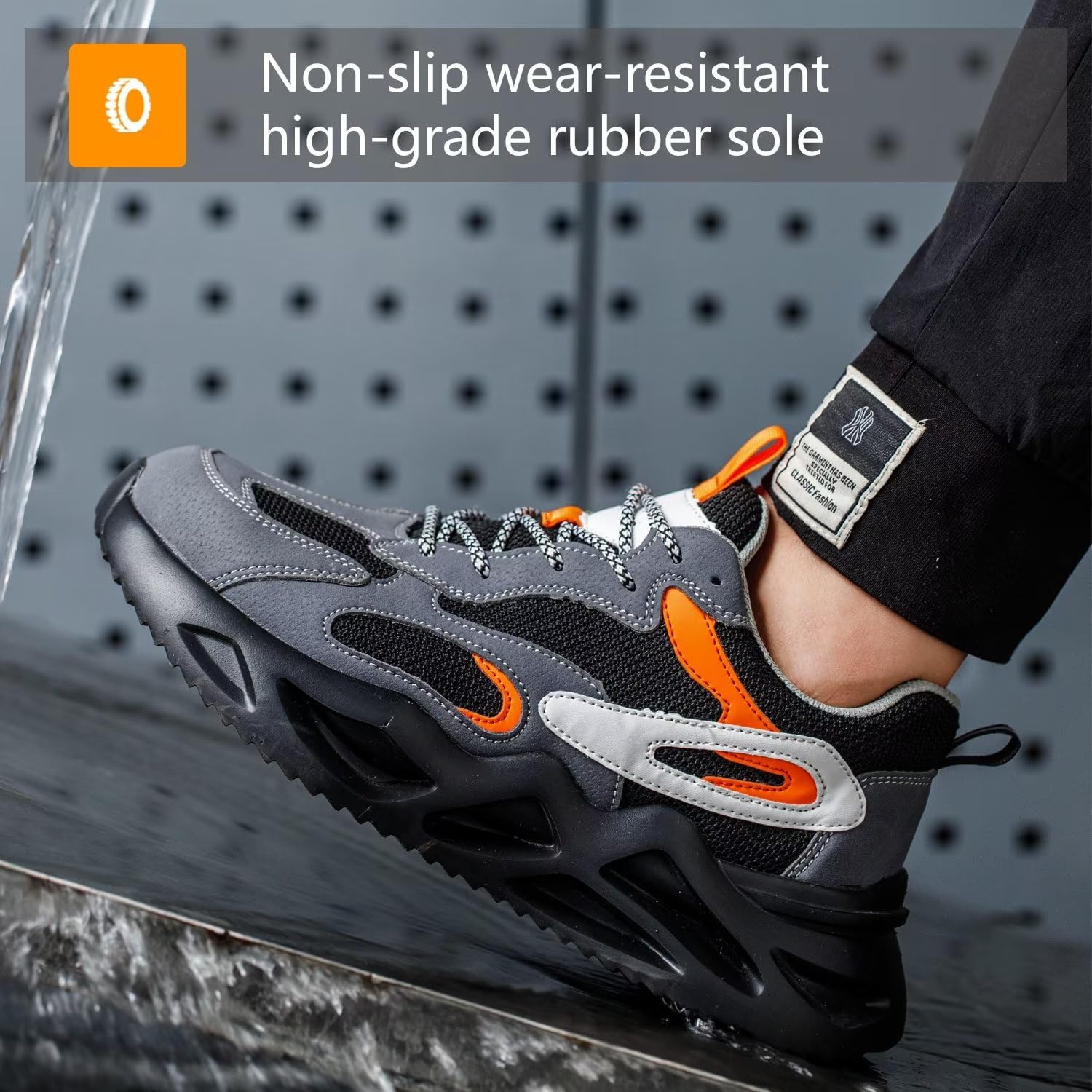 [1 Pair] Steel Toe Shoes, Work Safety Lightweight Slip Resistant