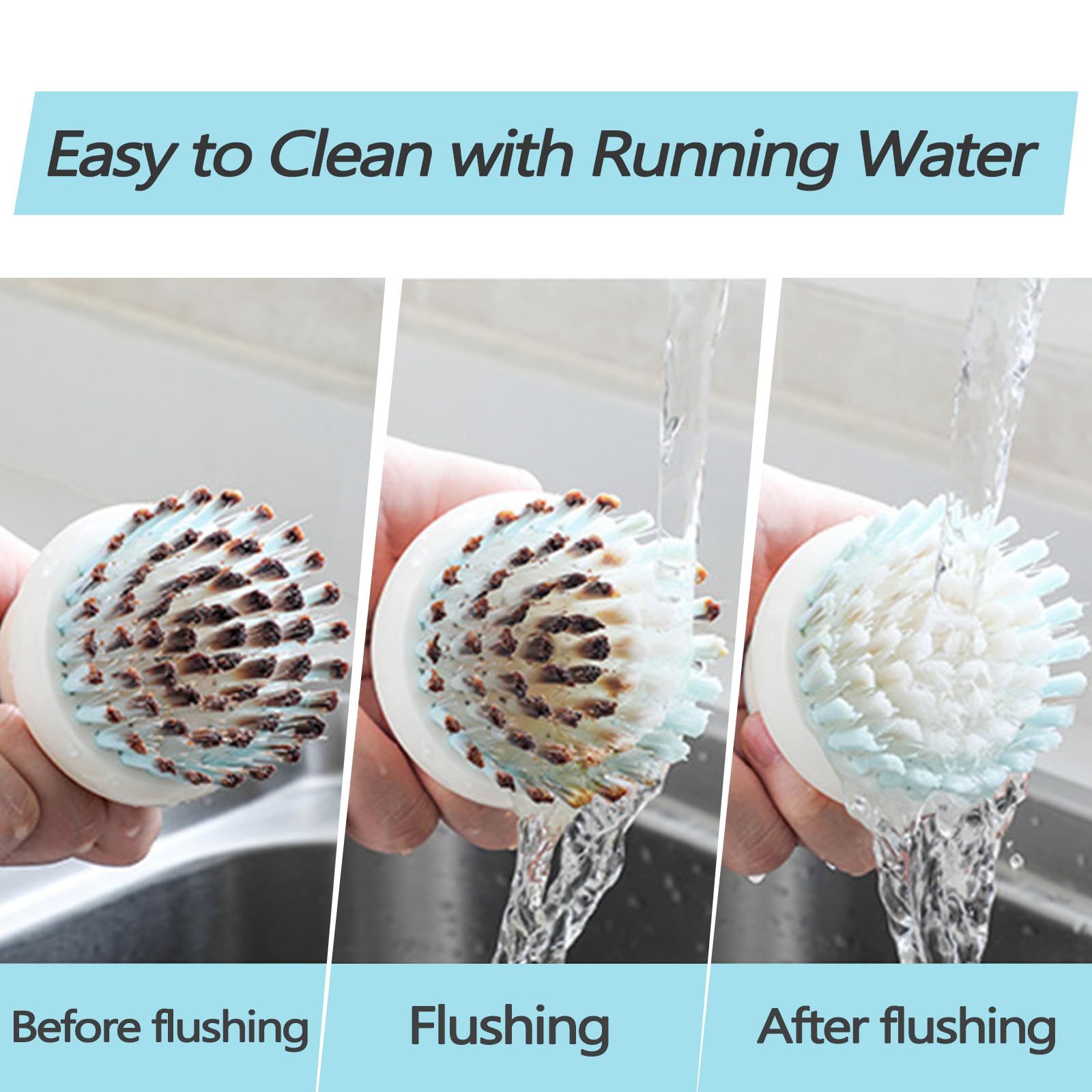 Dish Scrubber Brush with Handle, (3 Pack)