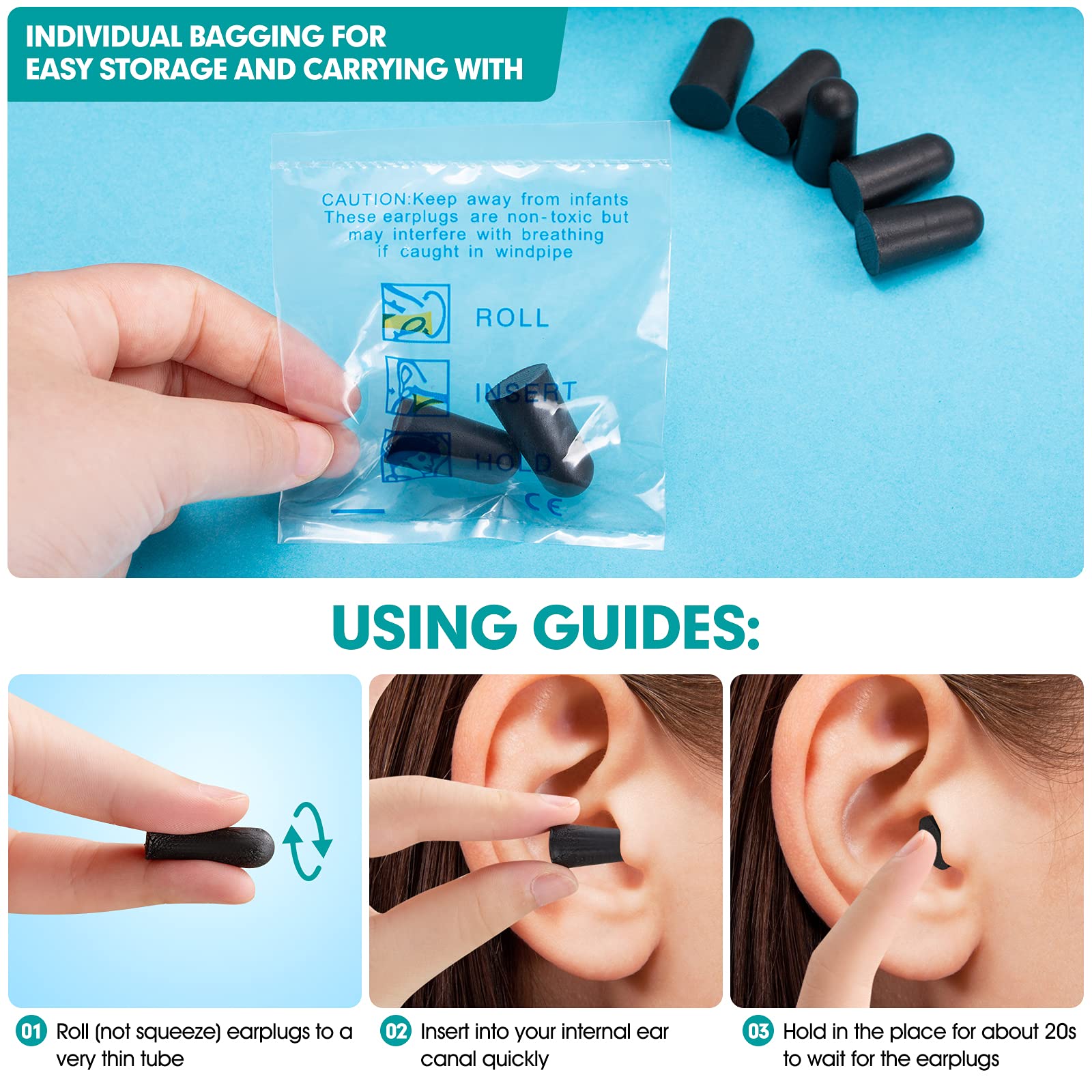 [50 Pairs] Ear Plugs for Noise Canceling