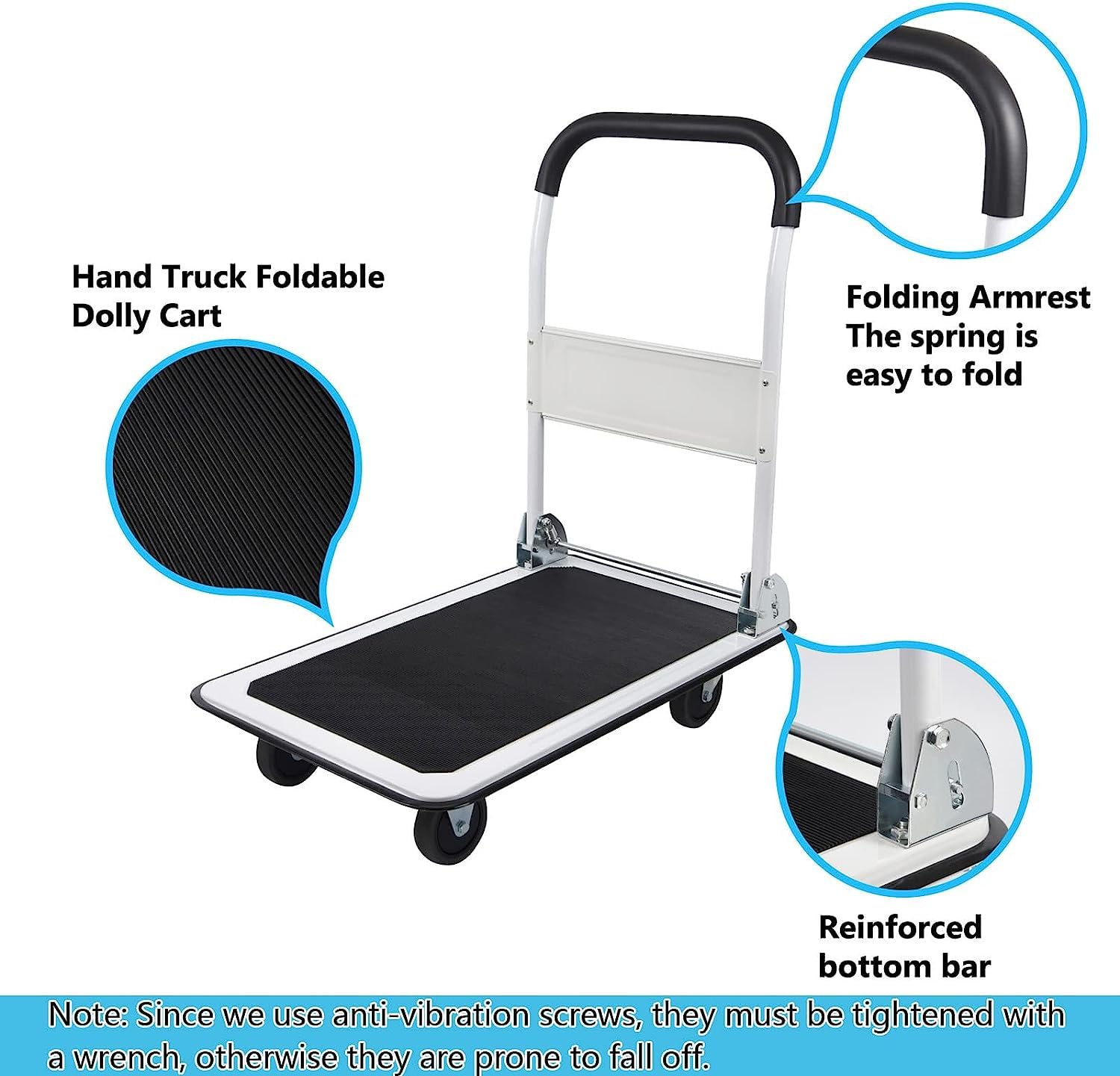 LEADALLWAY Foldable Push Cart Platform Cart
