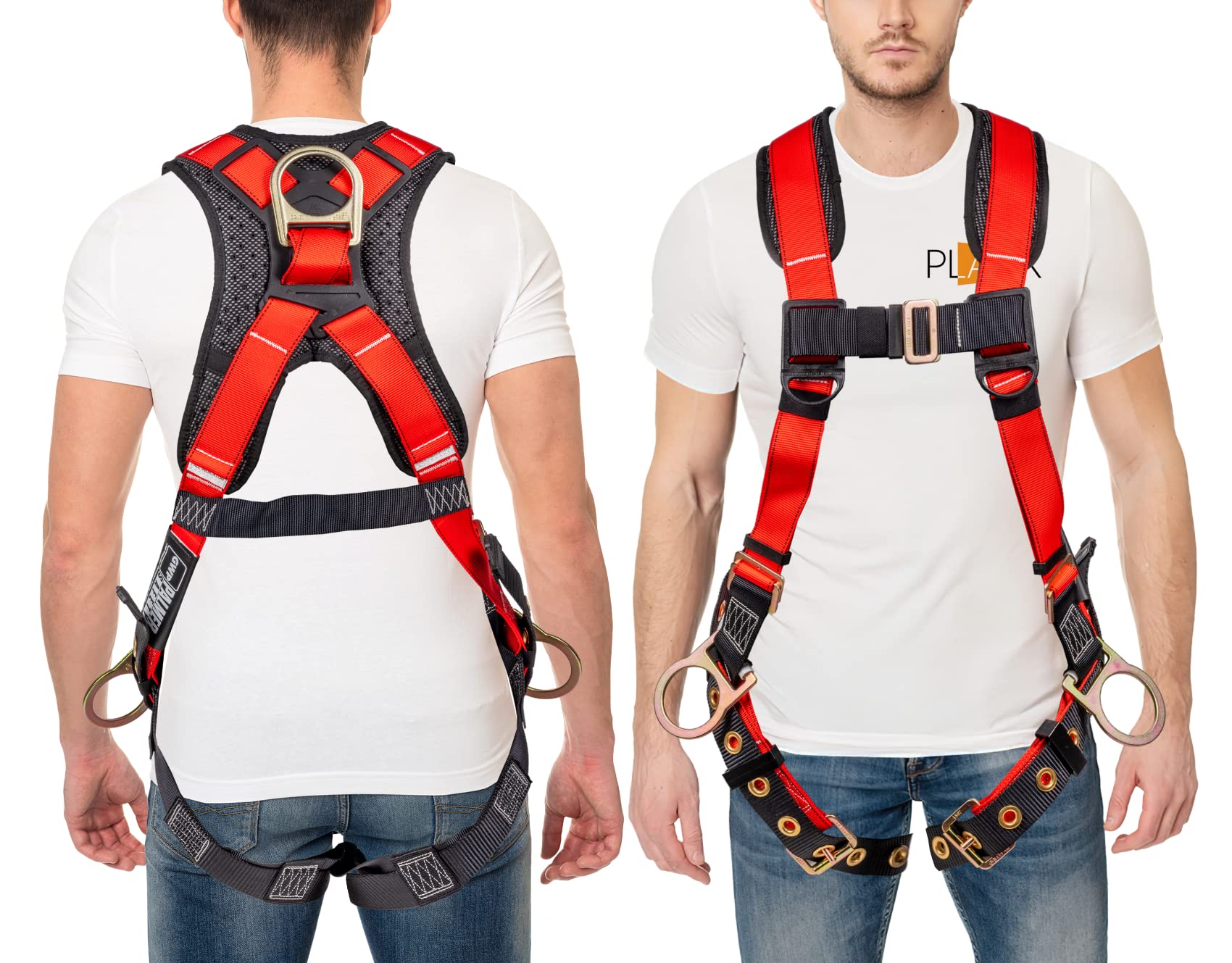 [1 Pack] Fall Protection 5pt Safety Harness w/ OSHA ANSI Compliant Personal Equipment