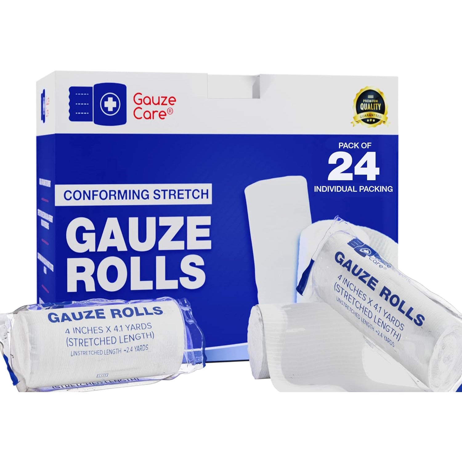 [24 & 72 Pack] Gauze Rolls – Premium Quality Lint and Latex-Free 4 inches x 4.1 Yards