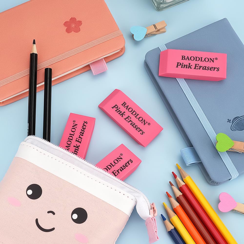 120 Pack - Pink Rubber Pencil Erasers Bulk