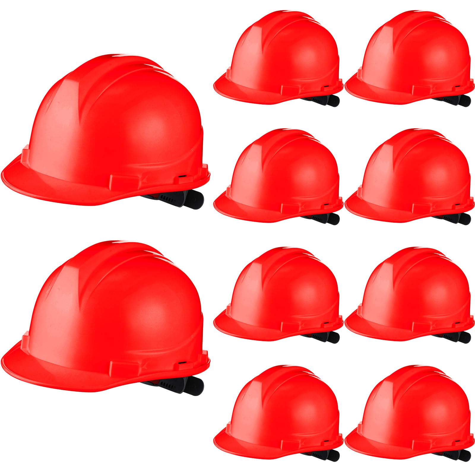 [10 Pcs] Suspension Hard Hat for Construction, Ratchet Cap Style w/ Self Adjusting Straps for Man & Woman