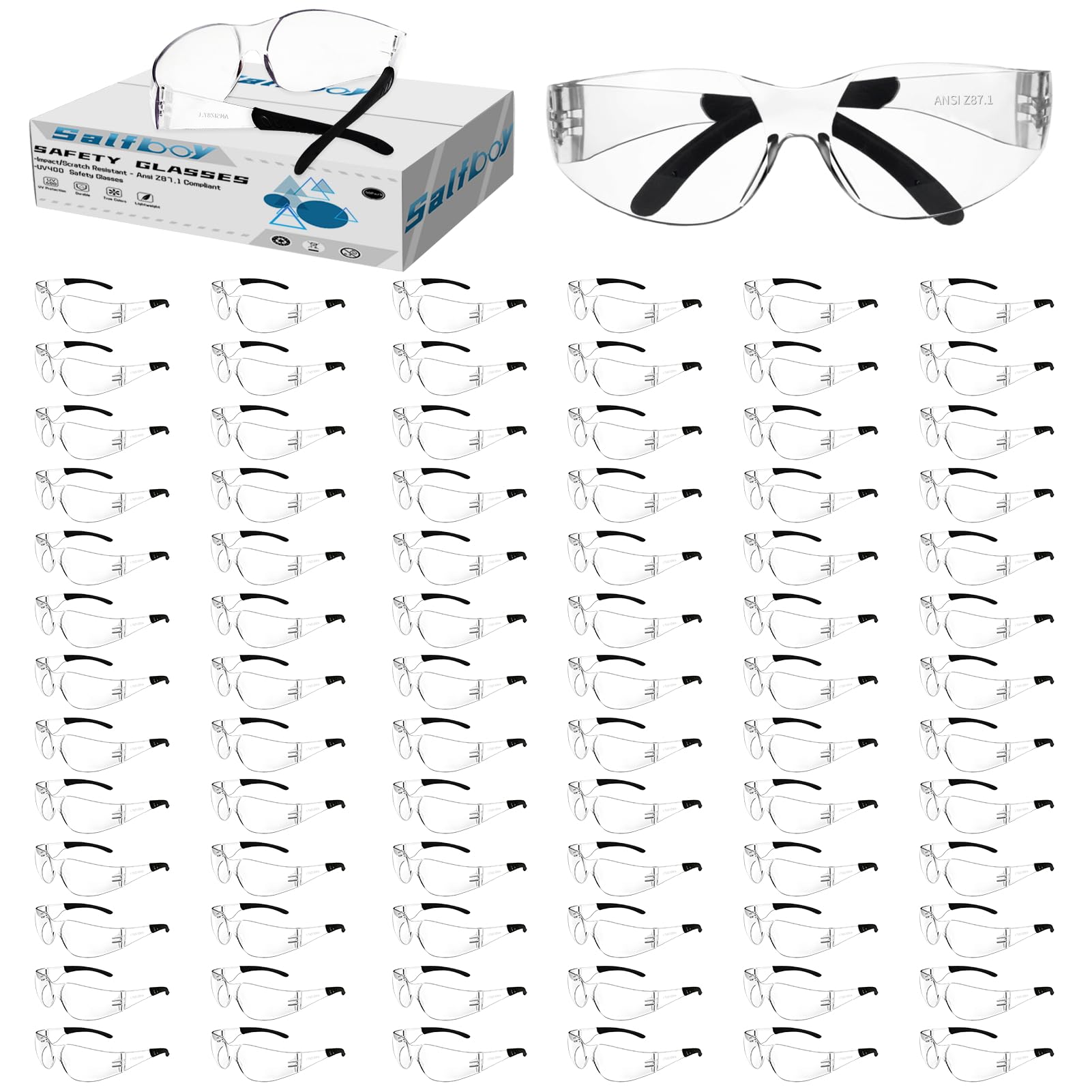 [10 / 30/ 50 / 80 / 100 PCS] Safety Glasses Protective Eyewear Glasses Bulk Ansi Z87.1 Impact Resistant Lens