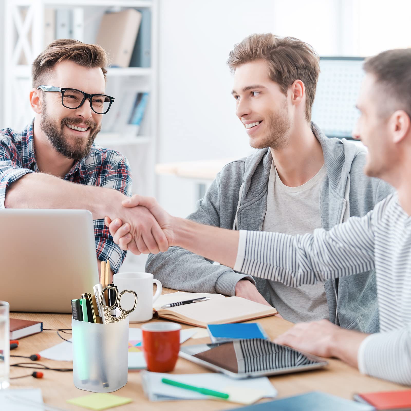 24 Pcs Translucent White Plastic Pen Holder Bulk