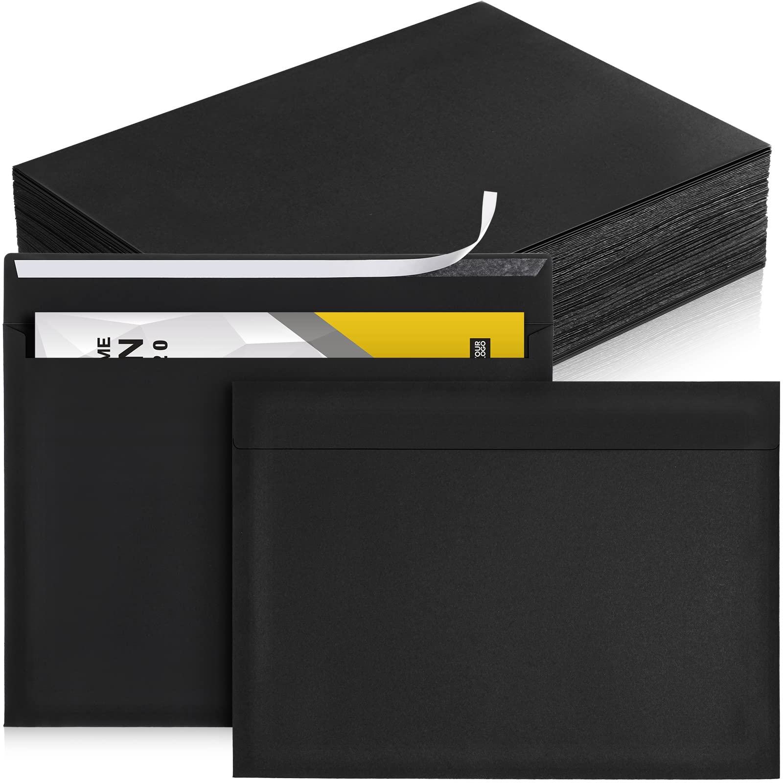 [100 Pack] Booklet Envelopes 9 x 12 Open End Envelope 80 lb 120gsm (Black & Navy Blue)