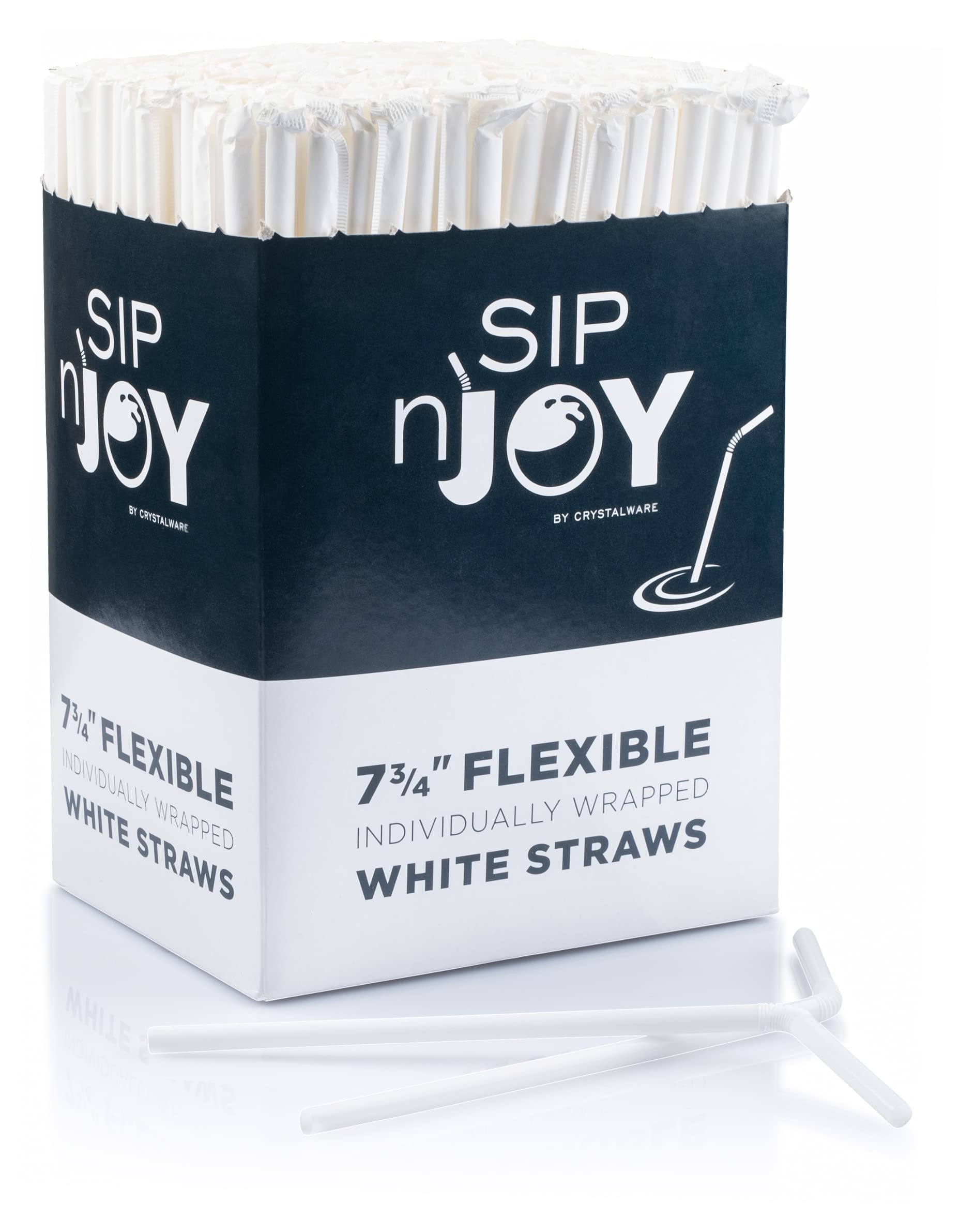 [360 CT] Flexible Plastic Drinking Straws, Food-Safe BPA Free, 7.75"