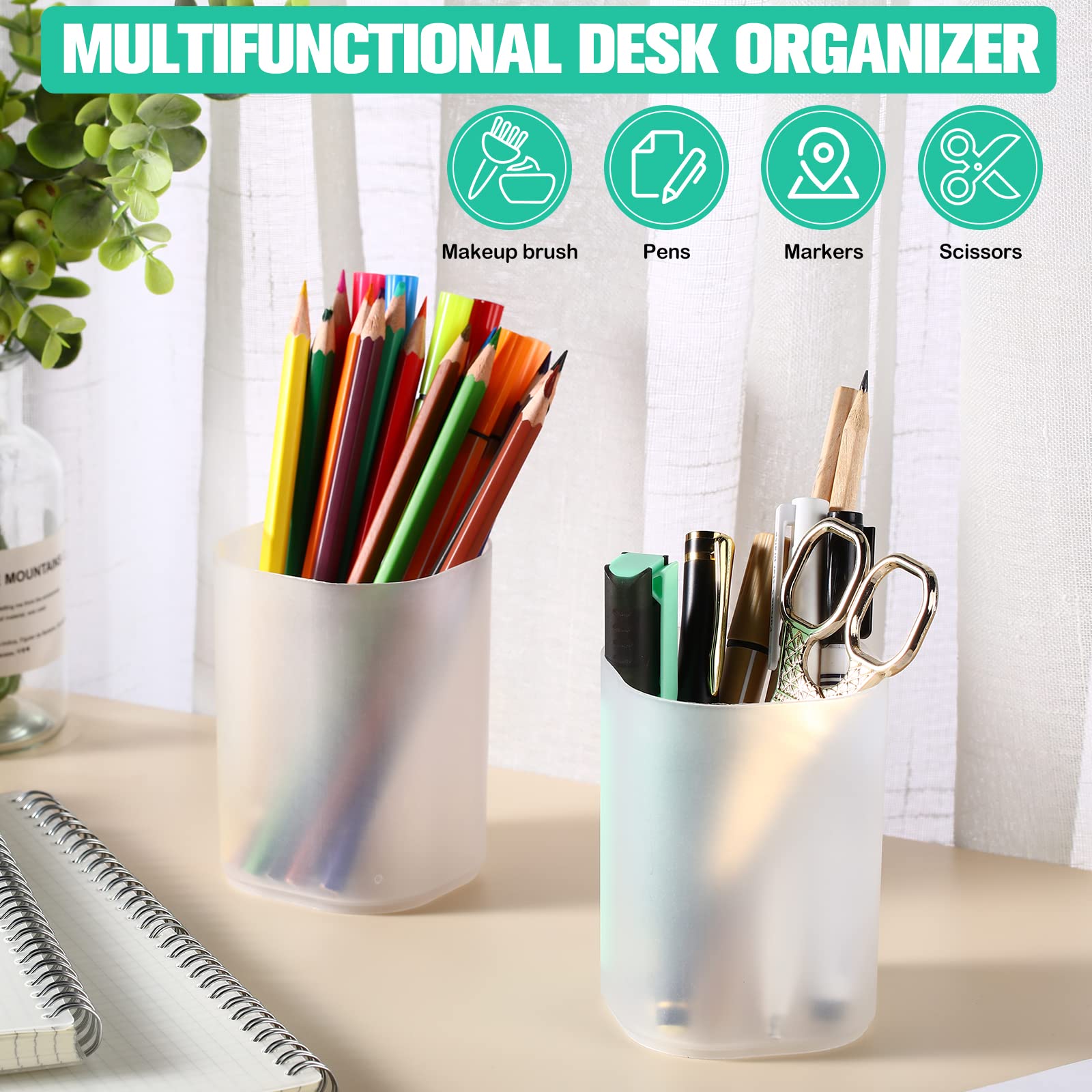24 Pcs Translucent White Plastic Pen Holder Bulk
