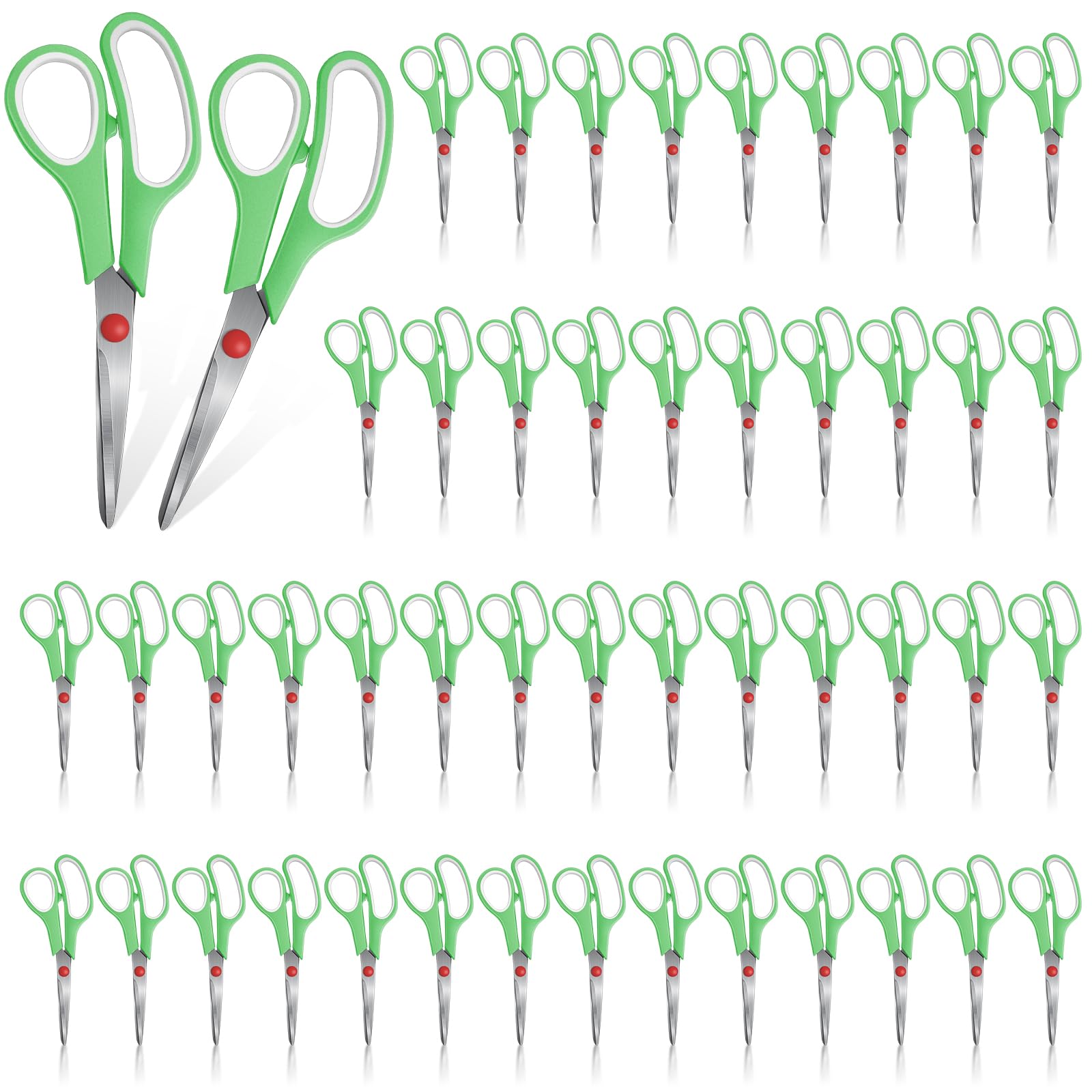50 Pack Multipurpose Scissors Bulk (Blue, Green, Red, Black, 7.5 Inch)