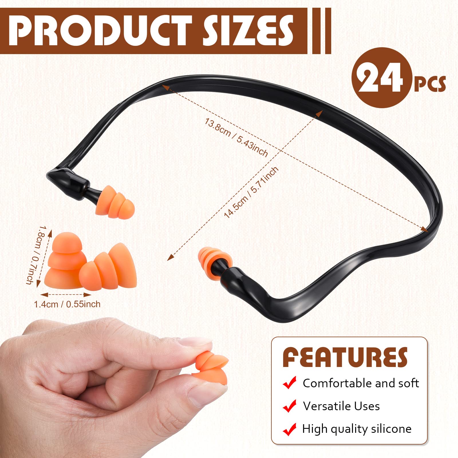 [24 PCS] Silicone Ear Plugs, Reusable/Washable