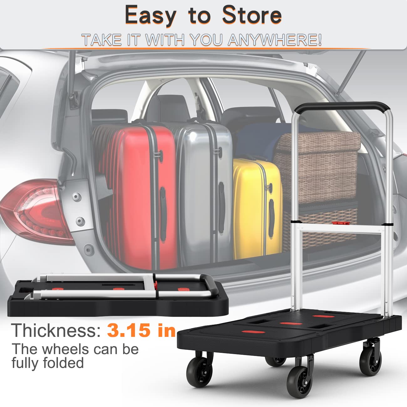 Platform Truck Foldable Push Cart Dolly 330lb Weight Capacity