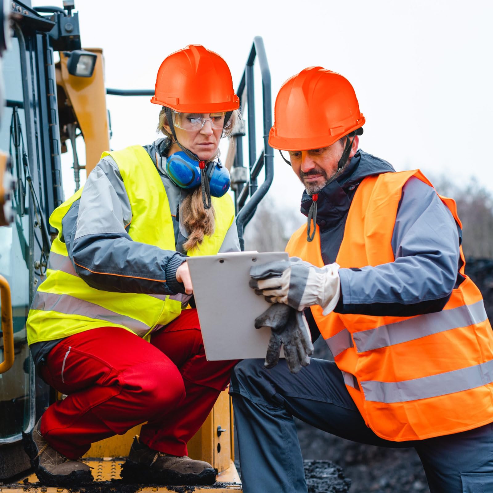 [10 Pcs] Suspension Hard Hat for Construction, Ratchet Cap Style w/ Self Adjusting Straps for Man & Woman