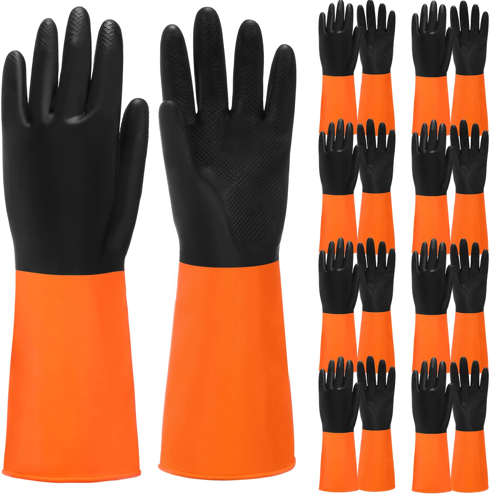 [8 Pairs] Chemical Resistant Gloves Heavy Duty Industrial Rubber Gloves