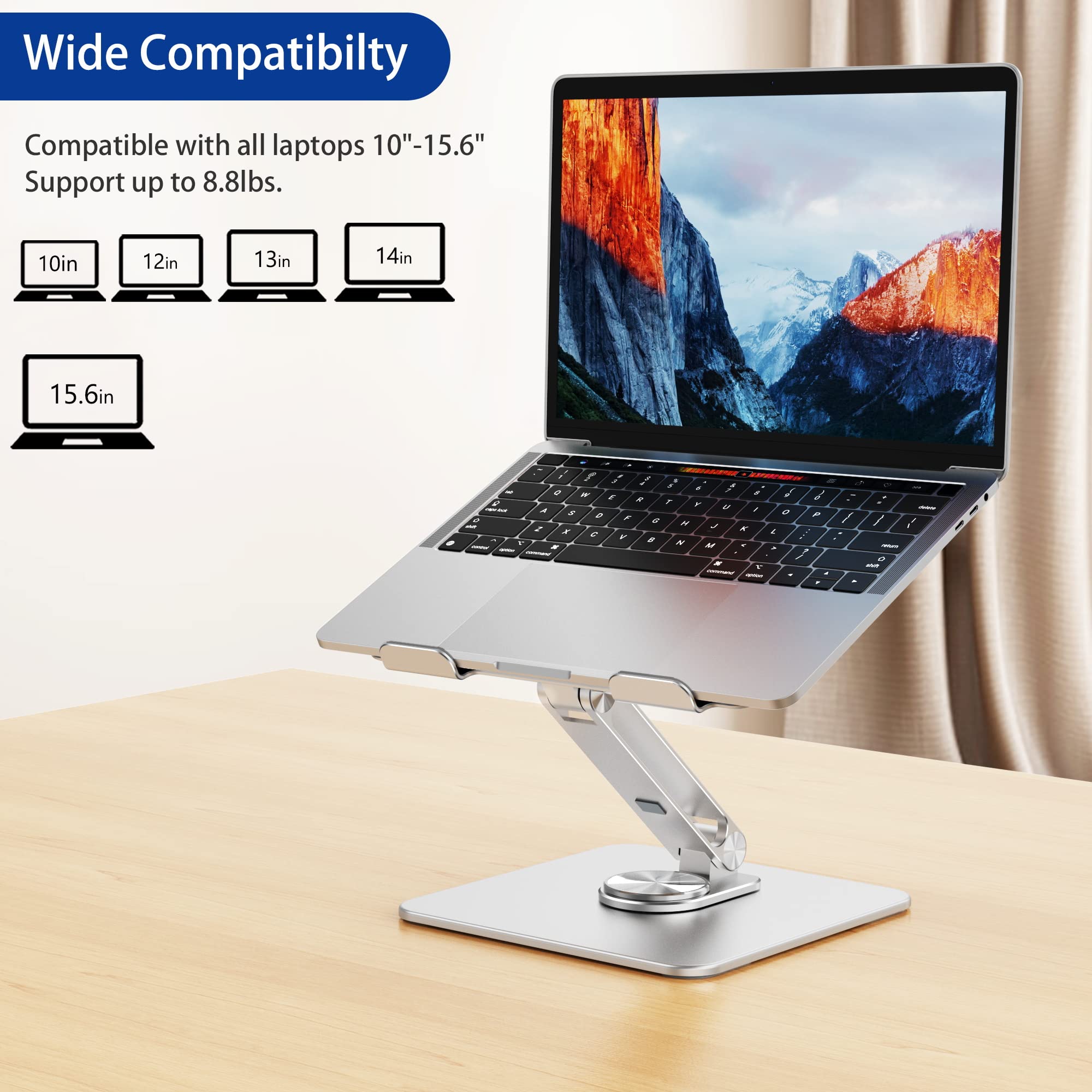 [1 PC] Ergonomic Adjustable Laptop Stand with 360° Rotating Base