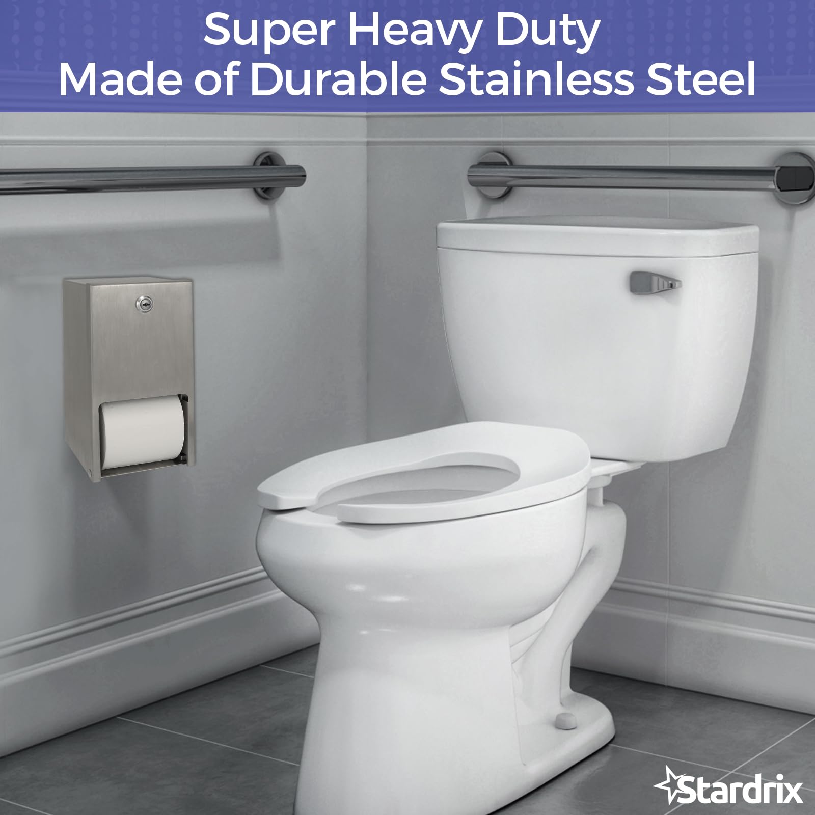 Stardrix 2 Roll Stainless Steel Commercial Toilet Paper Dispenser