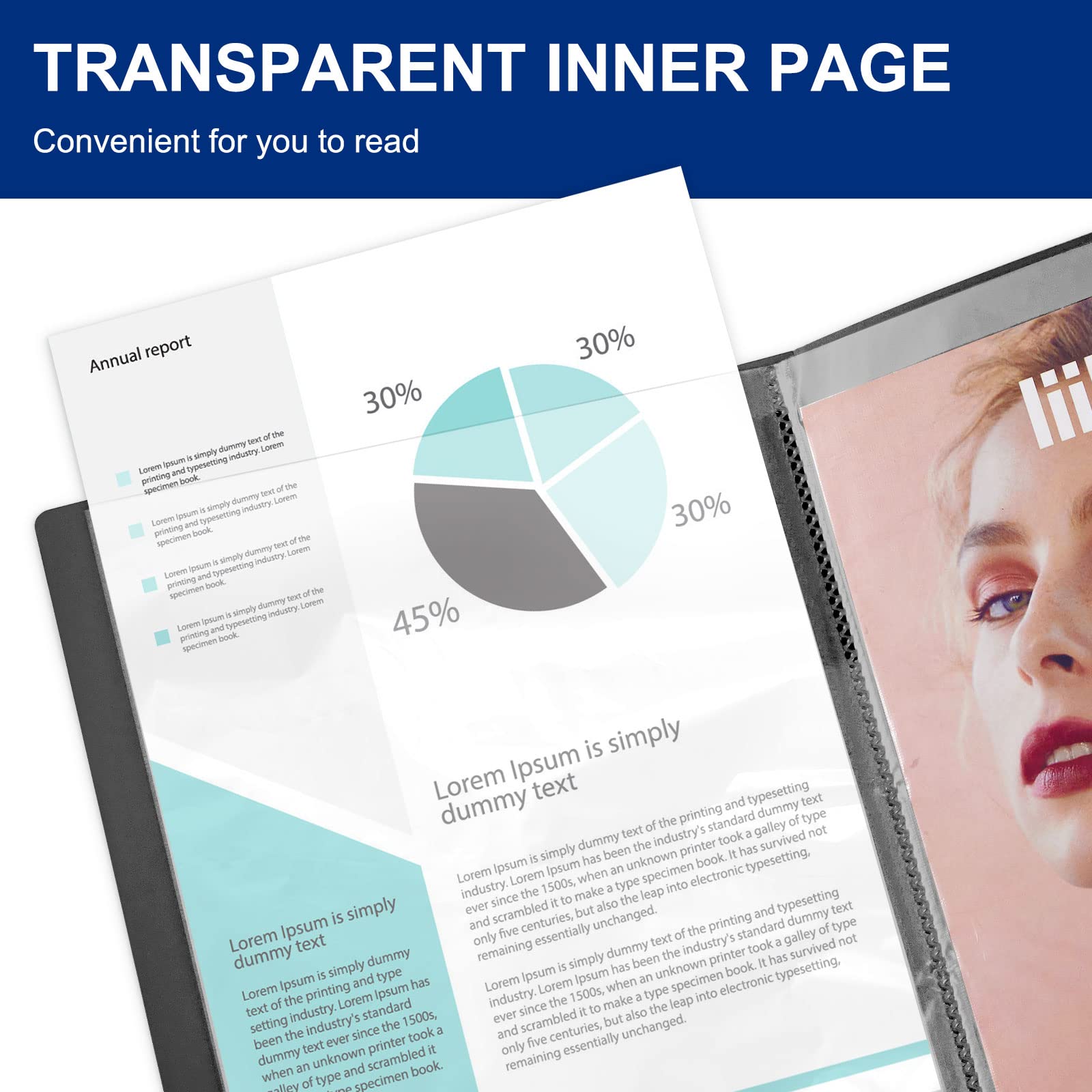 6 Pack Binder with Plastic Sleeves 30 Pocket Presentation Book Binder 8.5 x 11 Inch