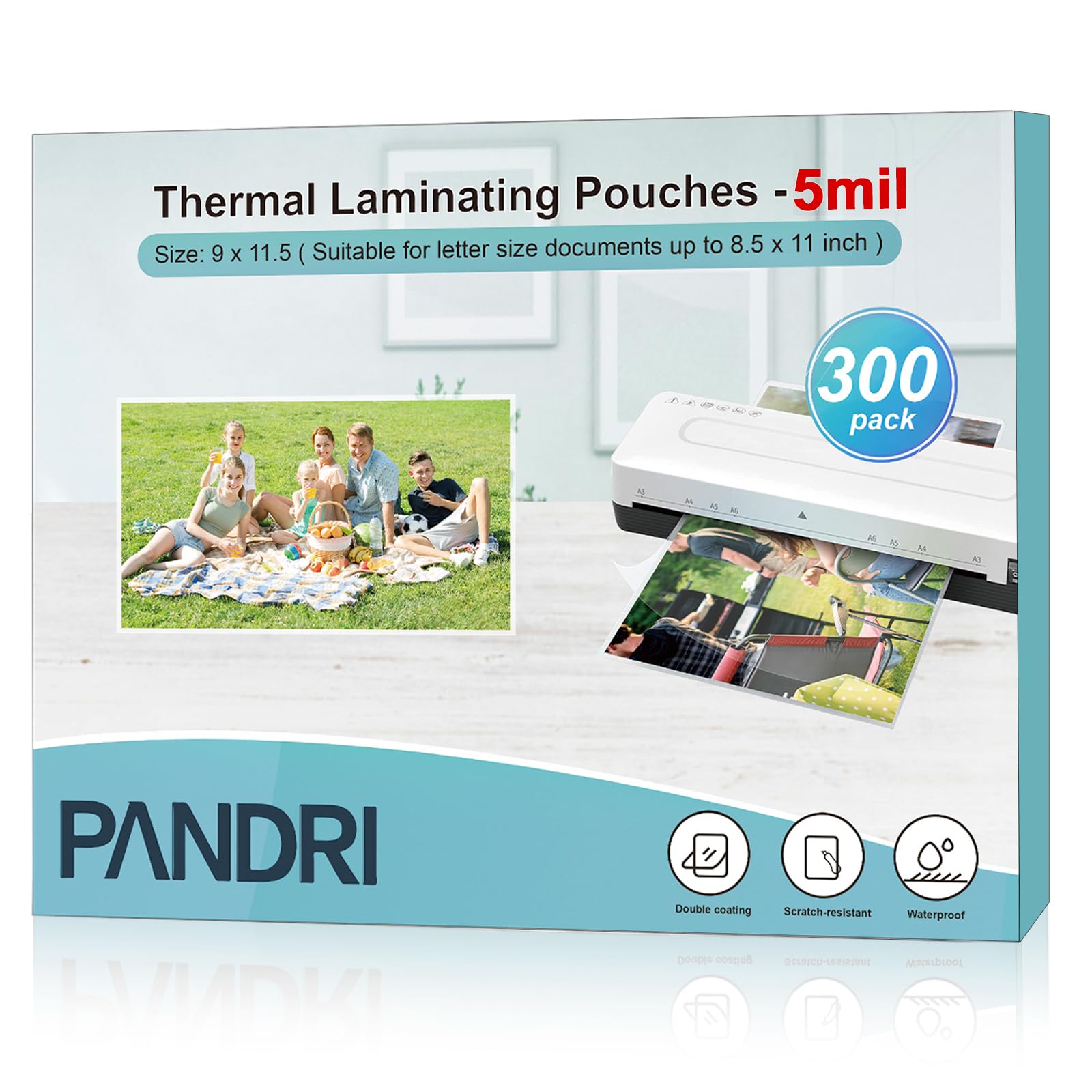 [100 Pack] Thermal Laminator Pouches Holds 8.5 x 11 Inch, 5 Mil Clear, 9 x 11.5 Inch, Letter Size